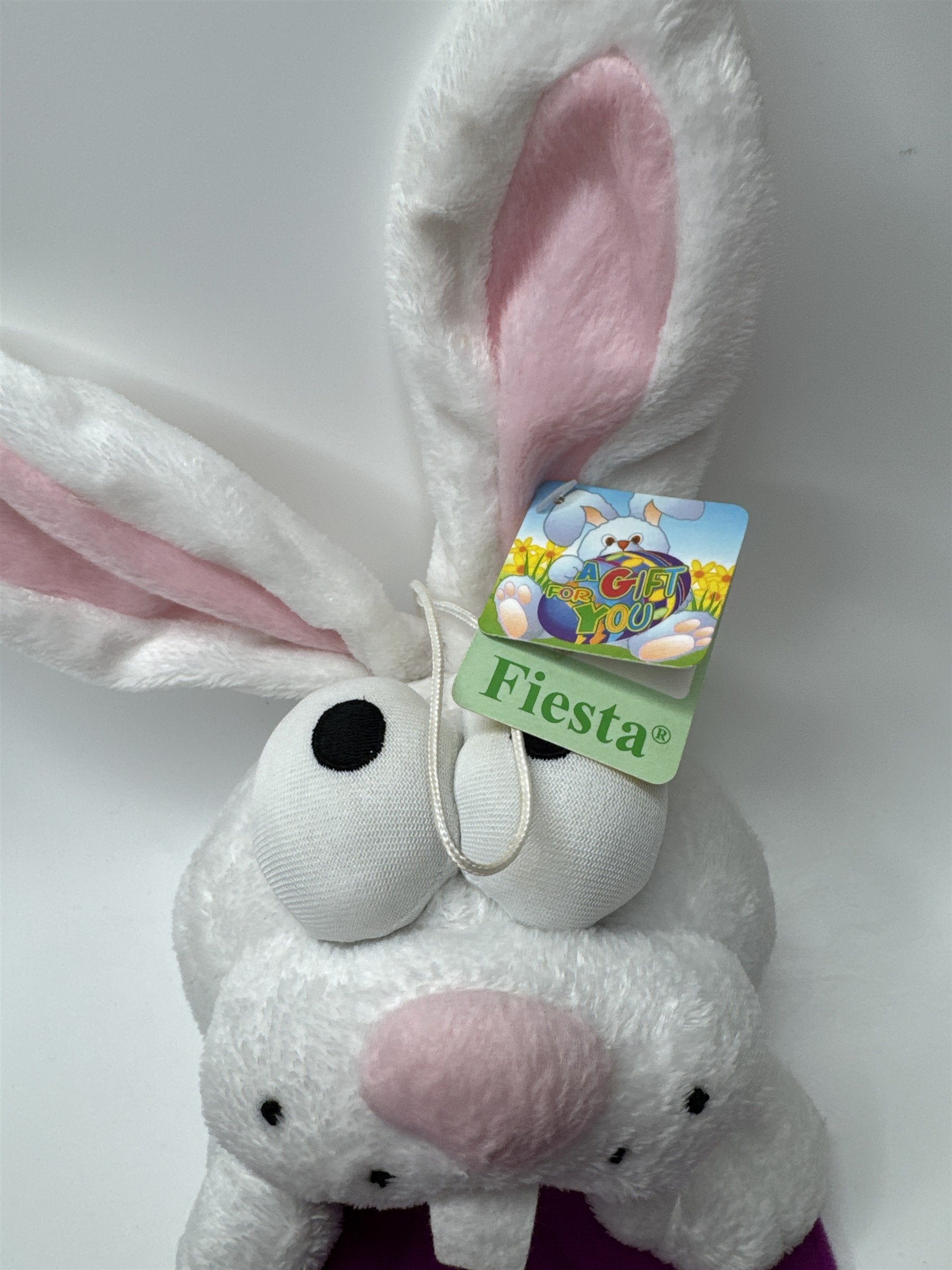 Fiesta Bunny Rabbit Plush Happy Easter Huggable Shelf Sitter Purple White