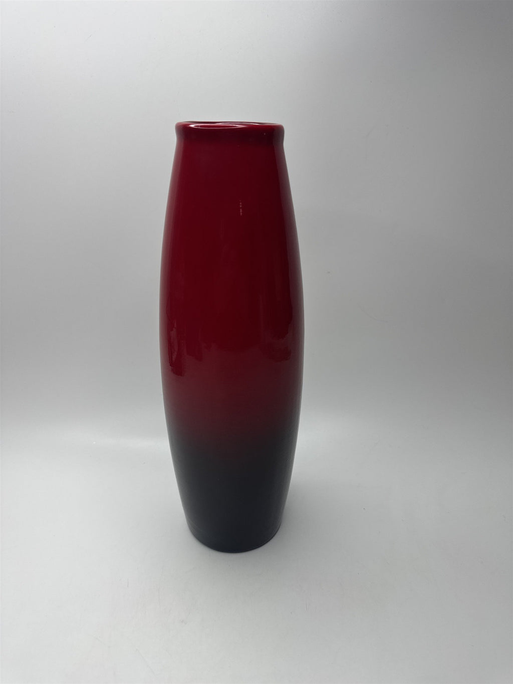 11" Tall Black Cherry Ombre Vase Made in Germany Red Black Glazed Ceramic