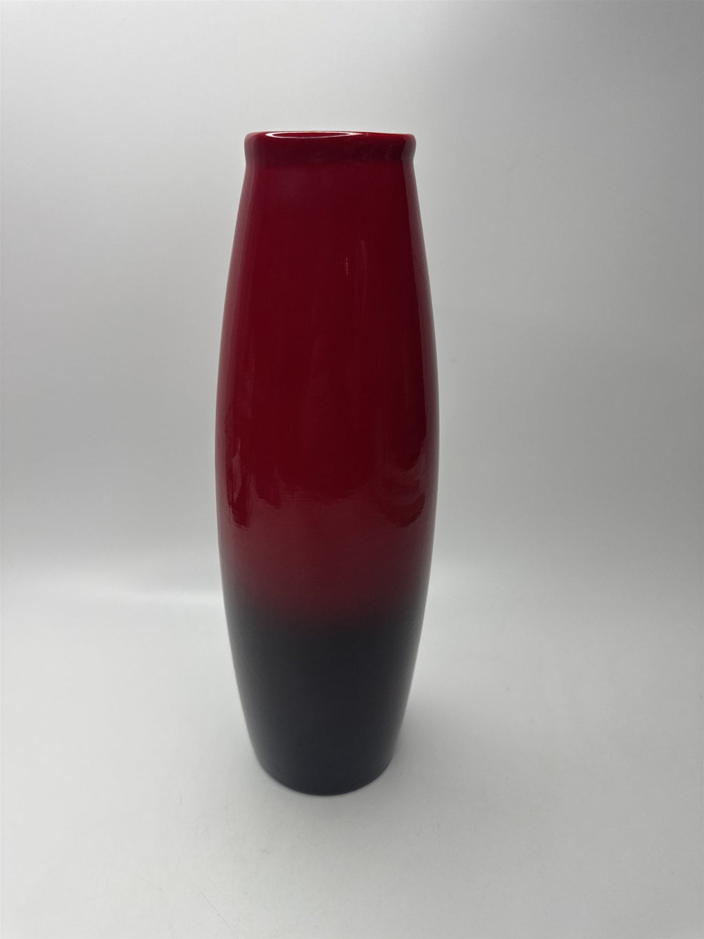 11" Tall Black Cherry Ombre Vase Made in Germany Red Black Glazed Ceramic