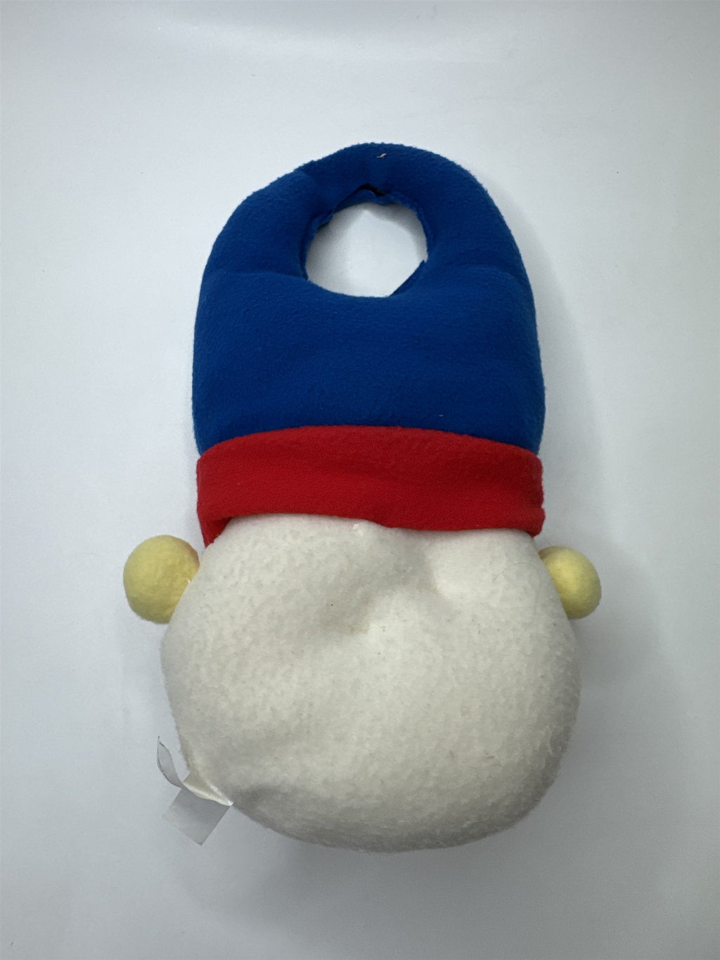 11" Vtg Plush Snowman Doorknob Hanger Christmas Winter Decor Blue Red