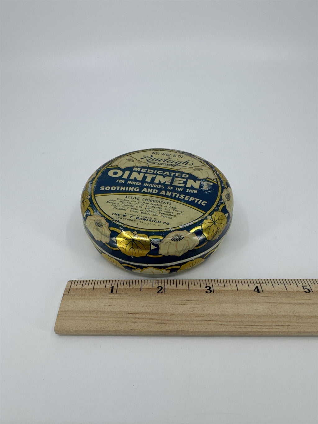 Vintage 5 Ounce Rawleigh's Medicated Ointment Tin Container