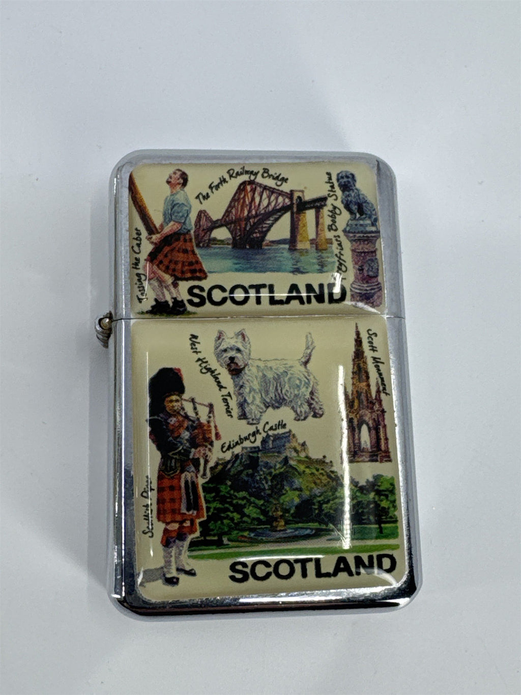 Vintage Scotland Zippo Lighter And Matching Ashtray W/ West Highland Terrier