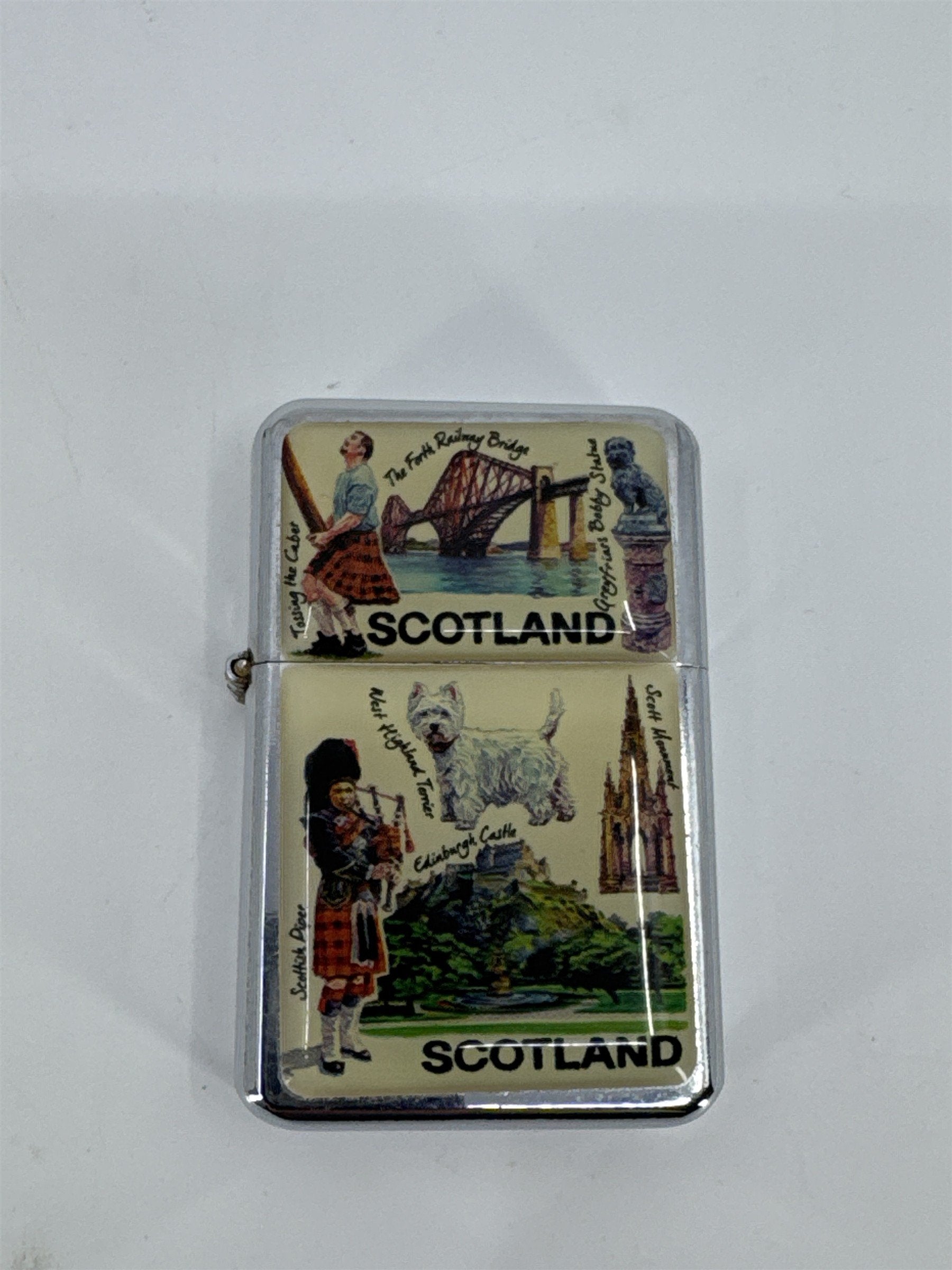 Vintage Scotland Zippo Lighter And Matching Ashtray W/ West Highland Terrier