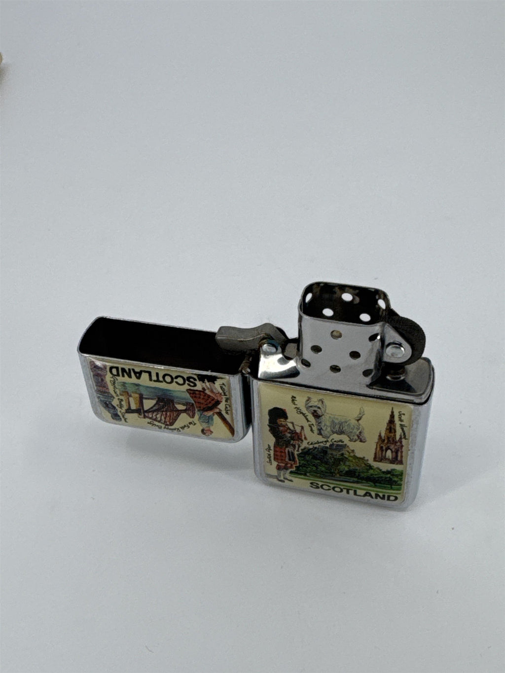 Vintage Scotland Zippo Lighter And Matching Ashtray W/ West Highland Terrier