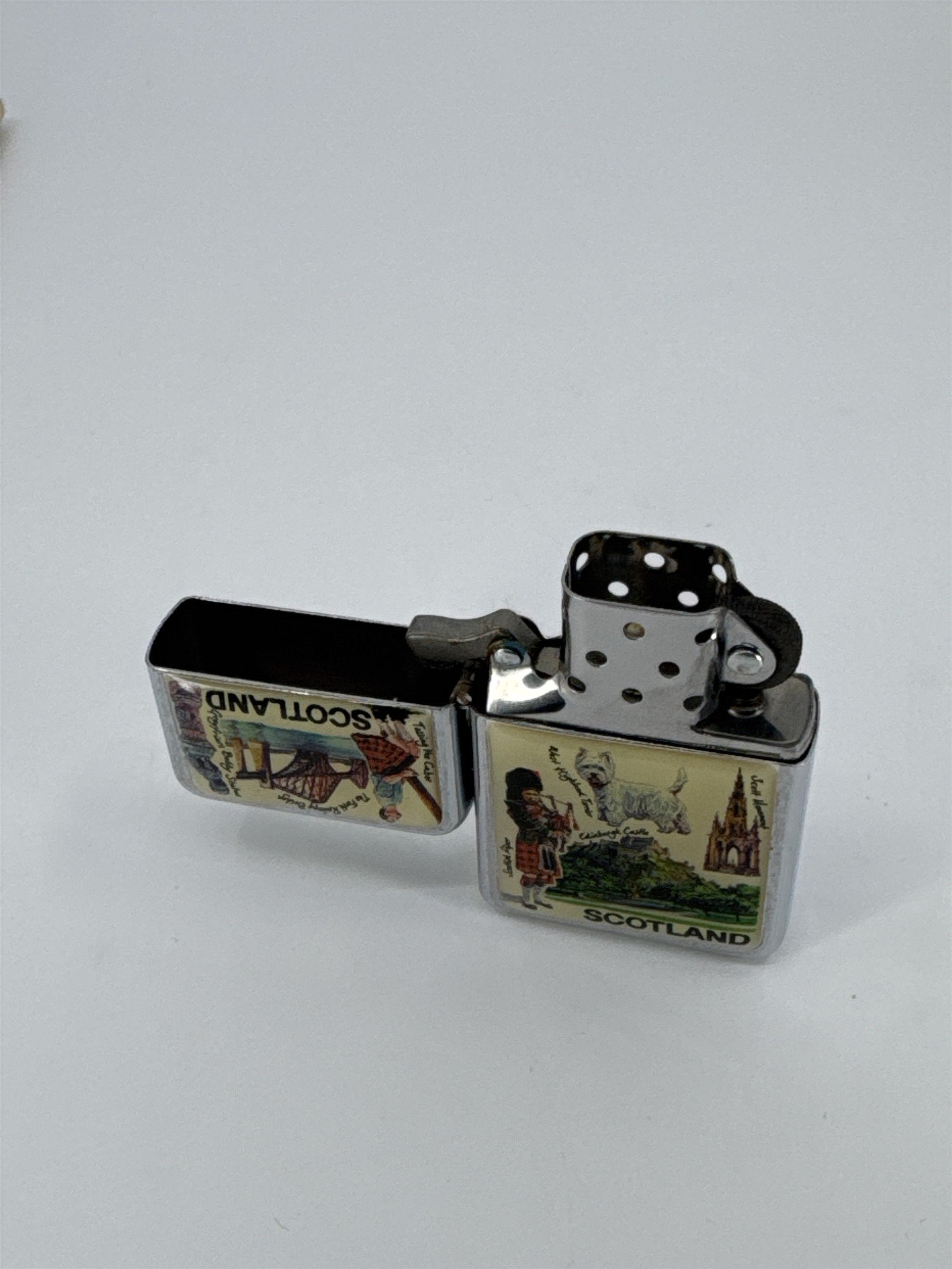 Vintage Scotland Zippo Lighter And Matching Ashtray W/ West Highland Terrier