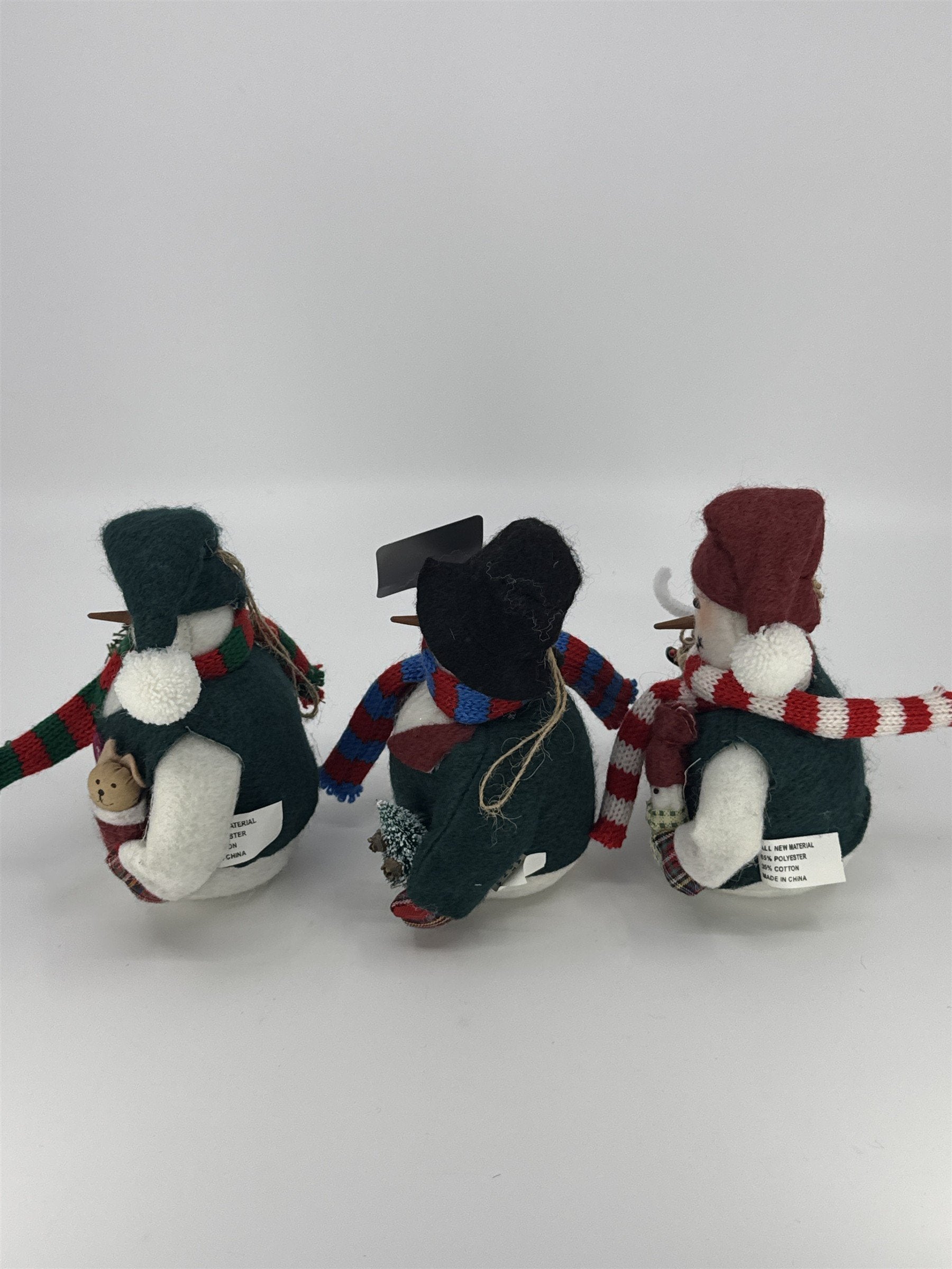 Set Of Three Vintage Home Interiors Christmas Snowmen Weighted Bottom Figurines