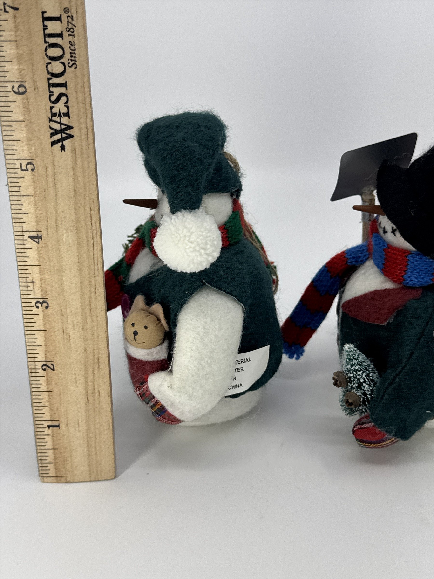 Set Of Three Vintage Home Interiors Christmas Snowmen Weighted Bottom Figurines