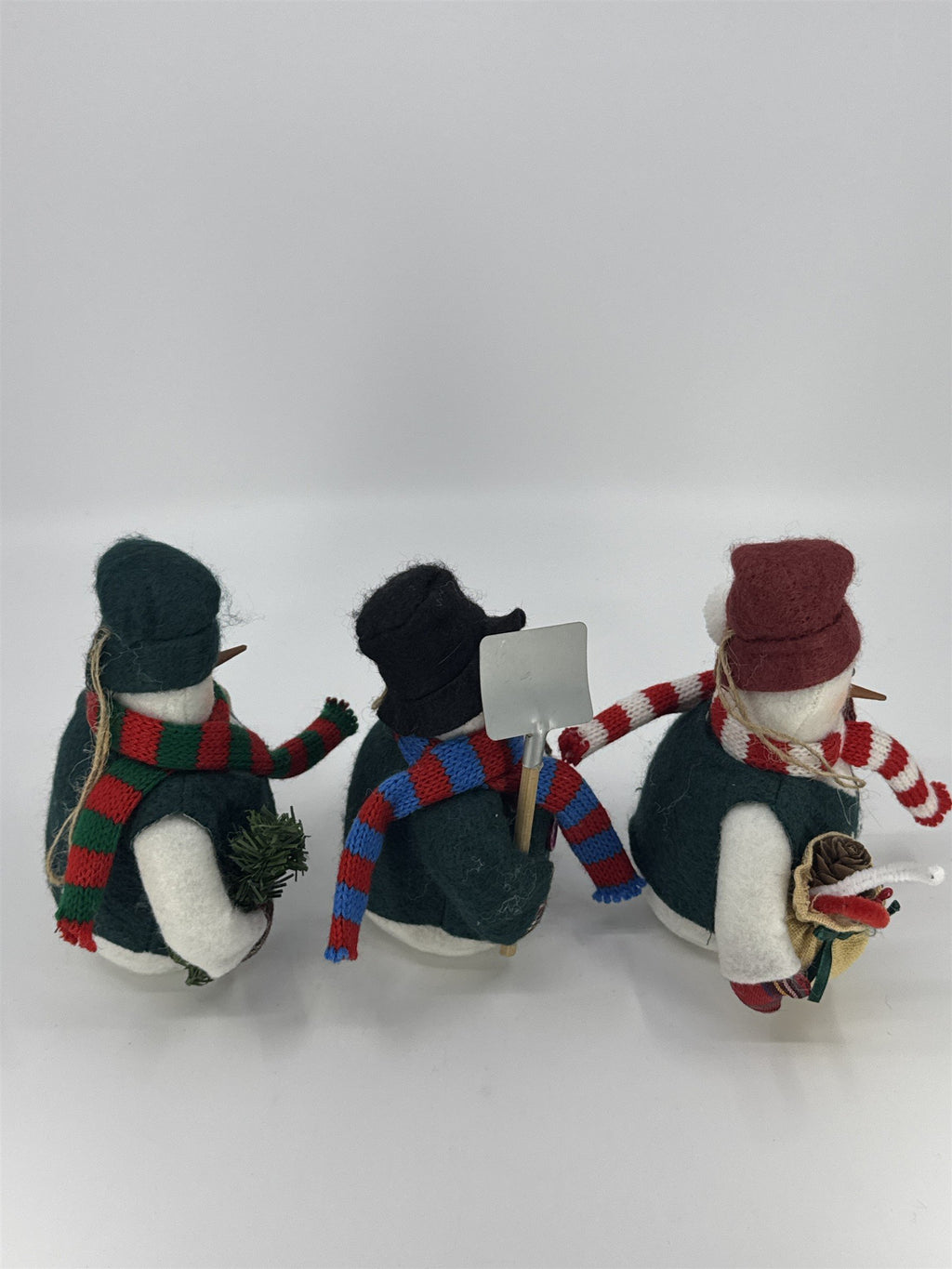 Set Of Three Vintage Home Interiors Christmas Snowmen Weighted Bottom Figurines