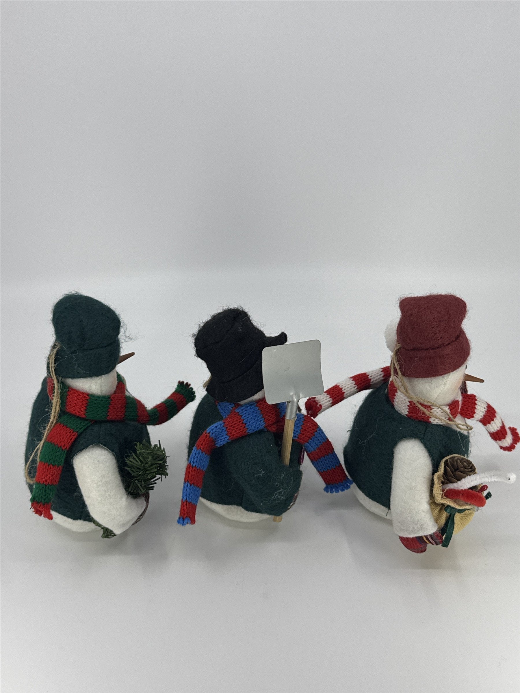 Set Of Three Vintage Home Interiors Christmas Snowmen Weighted Bottom Figurines