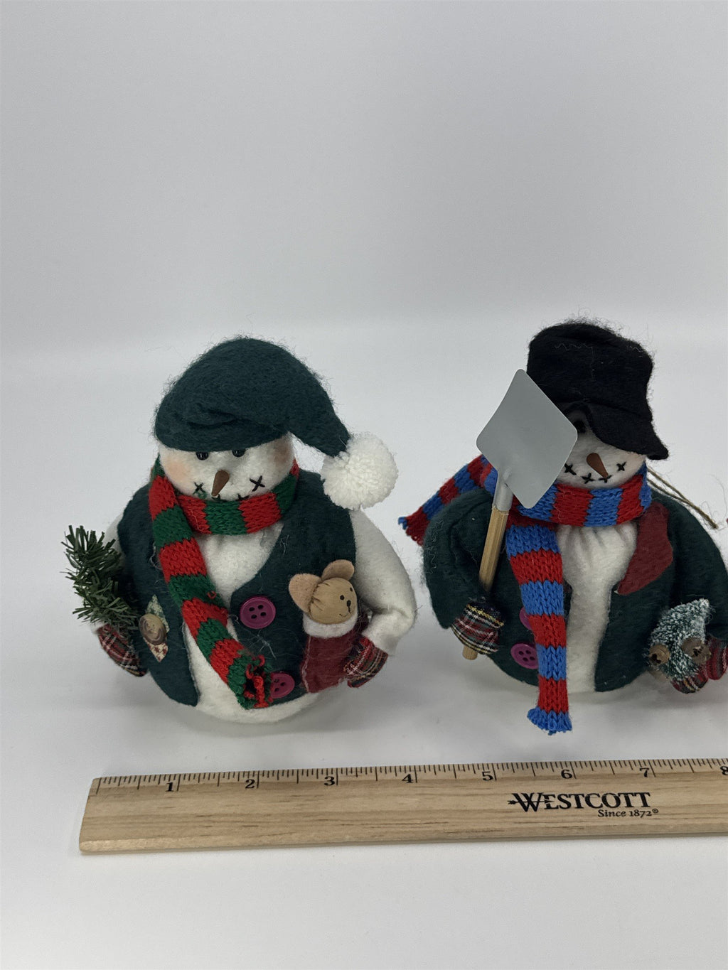 Set Of Three Vintage Home Interiors Christmas Snowmen Weighted Bottom Figurines