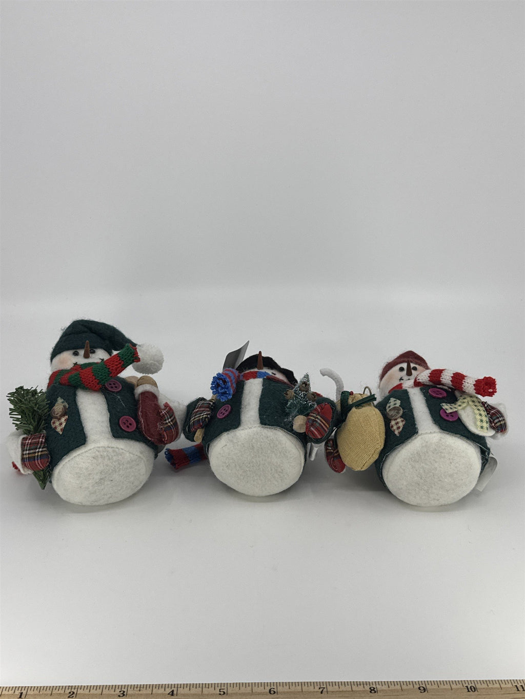 Set Of Three Vintage Home Interiors Christmas Snowmen Weighted Bottom Figurines