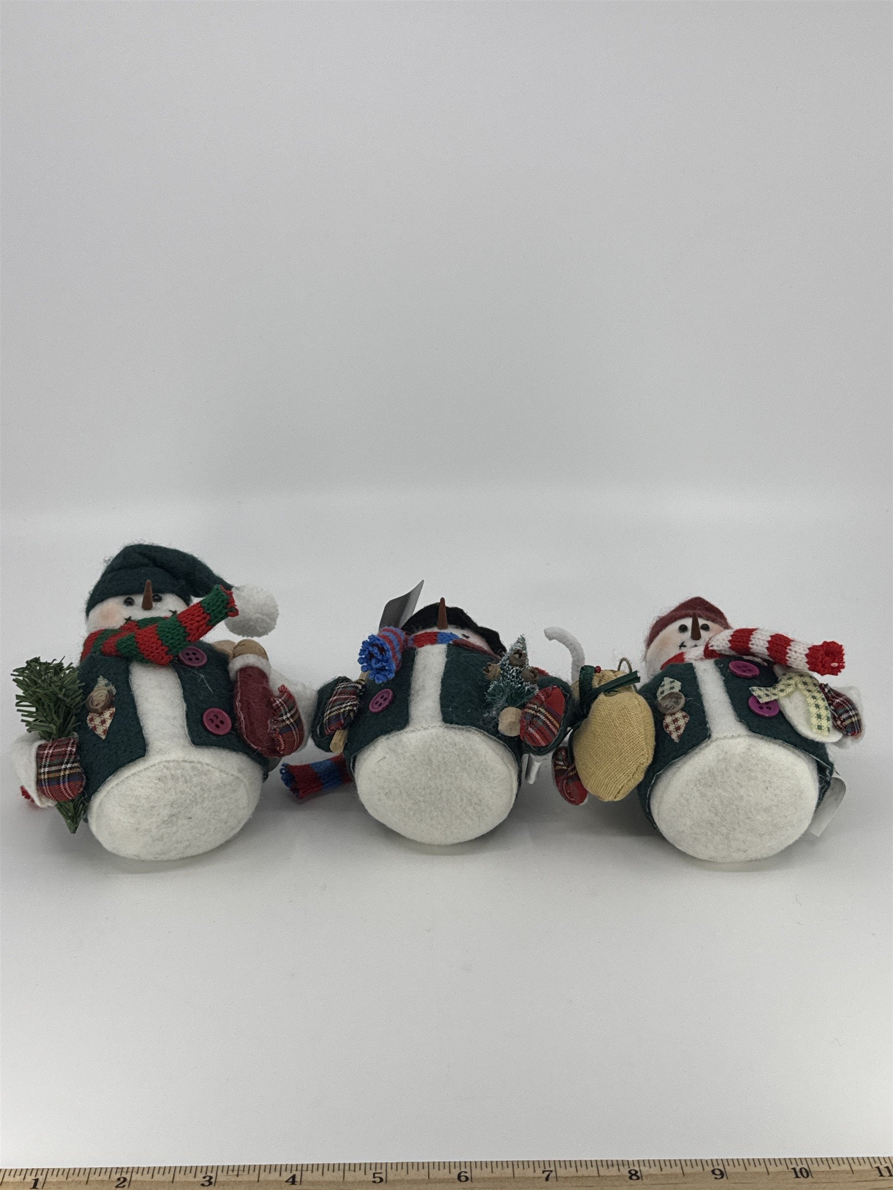 Set Of Three Vintage Home Interiors Christmas Snowmen Weighted Bottom Figurines