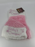 Pink Baby's First Christmas Stocking And Santa Hat W/ Snowflakes