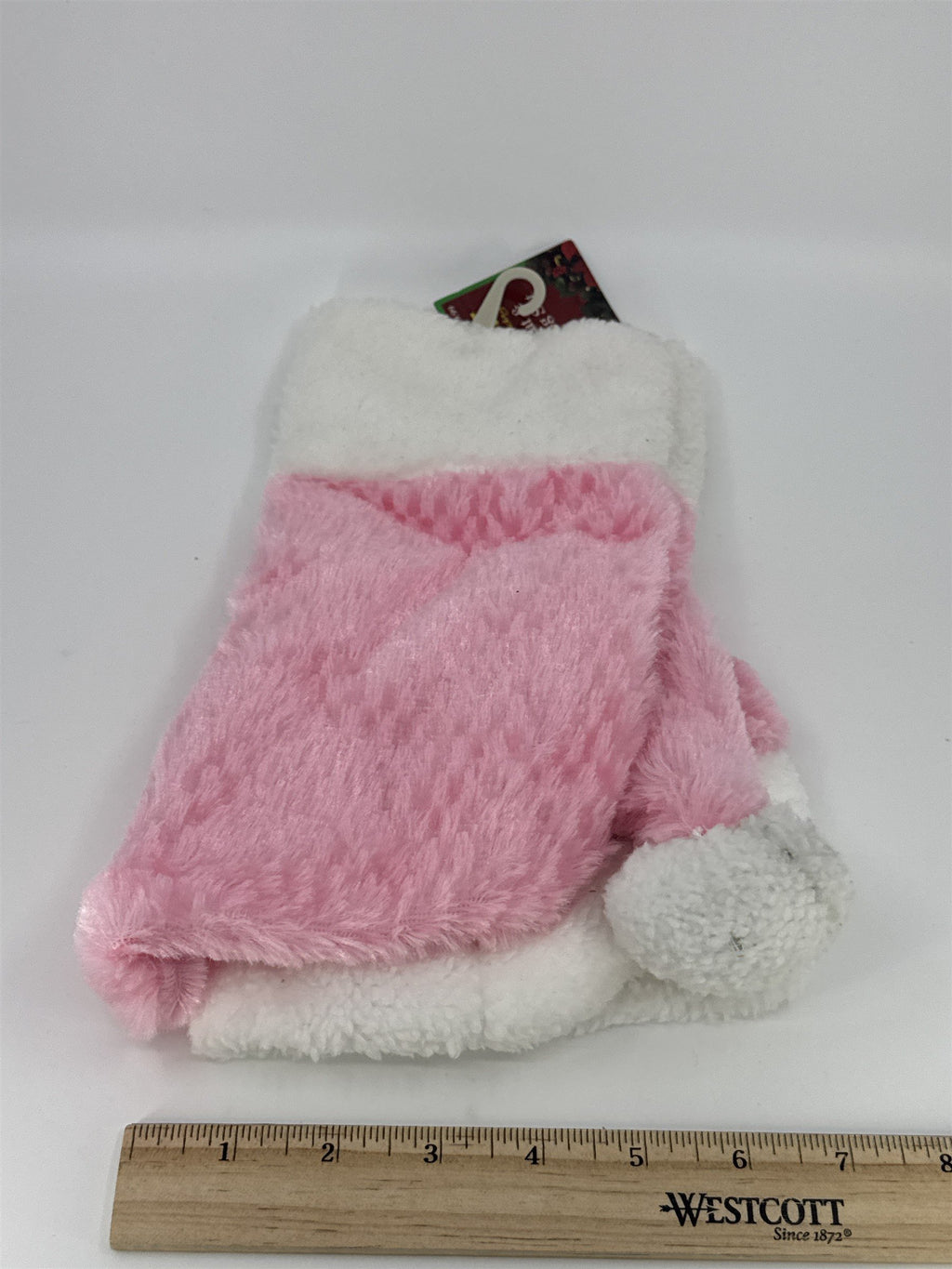 Pink Baby's First Christmas Stocking And Santa Hat W/ Snowflakes