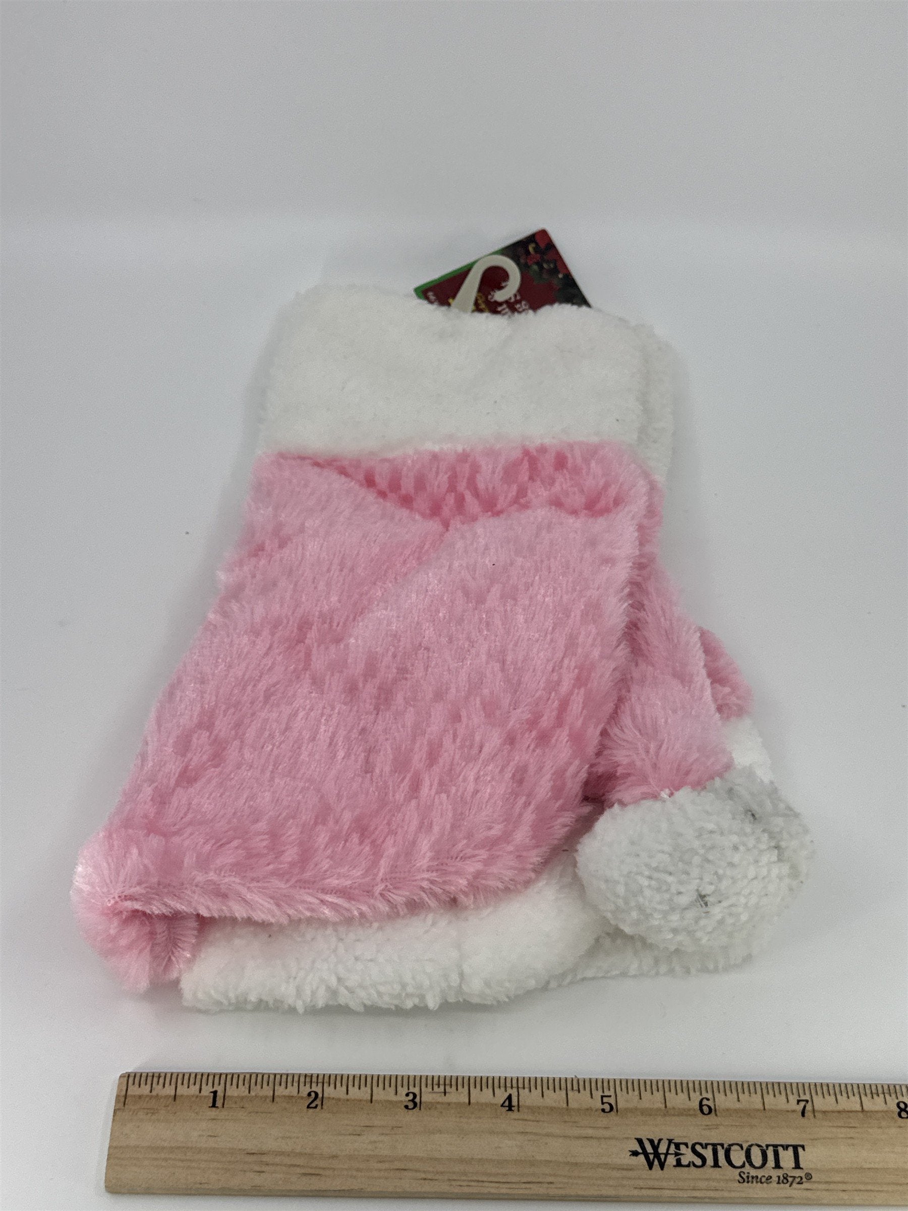 Pink Baby's First Christmas Stocking And Santa Hat W/ Snowflakes