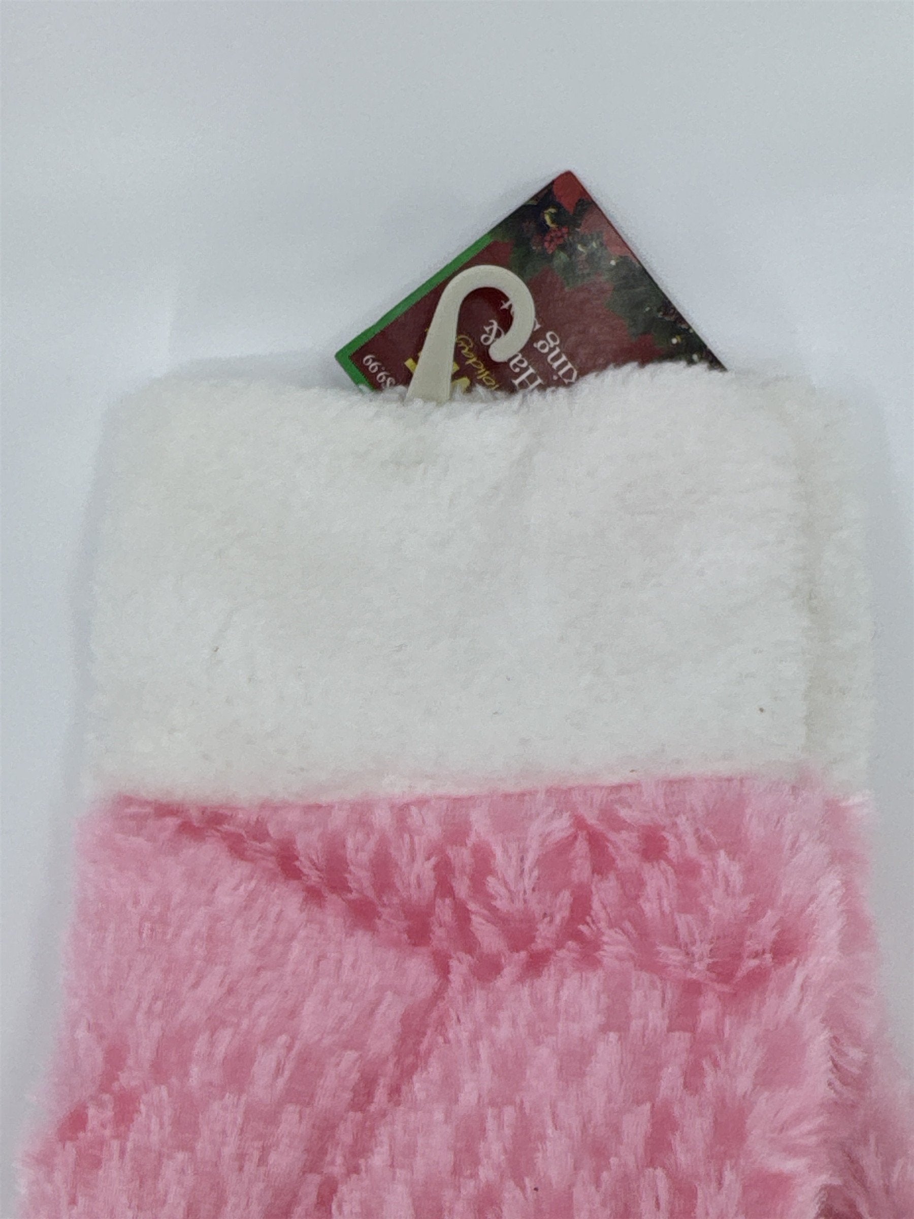 Pink Baby's First Christmas Stocking And Santa Hat W/ Snowflakes