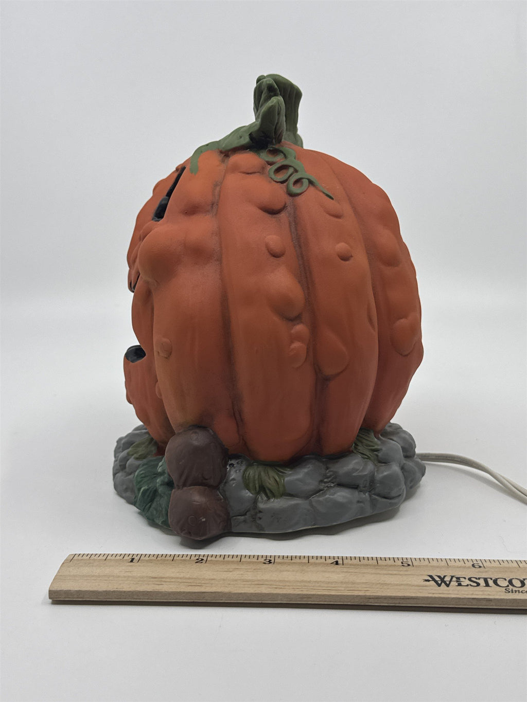 Vintage Brinns Lighted Jack O Lantern Pumpkin W/ Trick Or Treaters Inside
