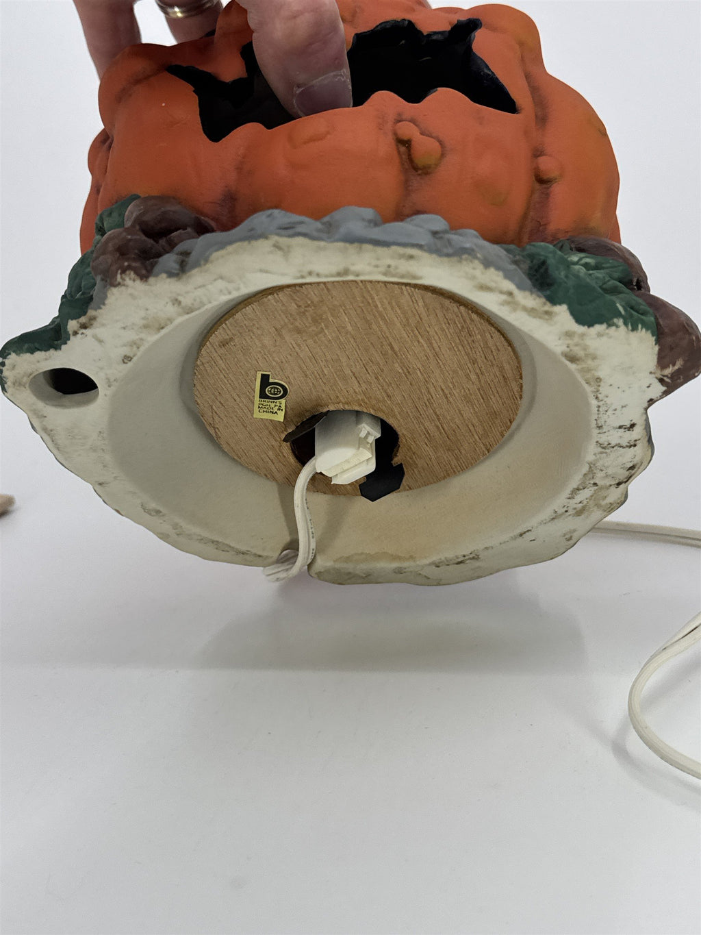 Vintage Brinns Lighted Jack O Lantern Pumpkin W/ Trick Or Treaters Inside
