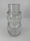 Vintage Libbey Glass Clear Christmas Snowman Cookie/Candy Jar Made In Canada