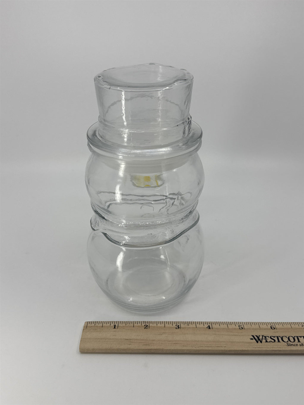 Vintage Libbey Glass Clear Christmas Snowman Cookie/Candy Jar Made In Canada