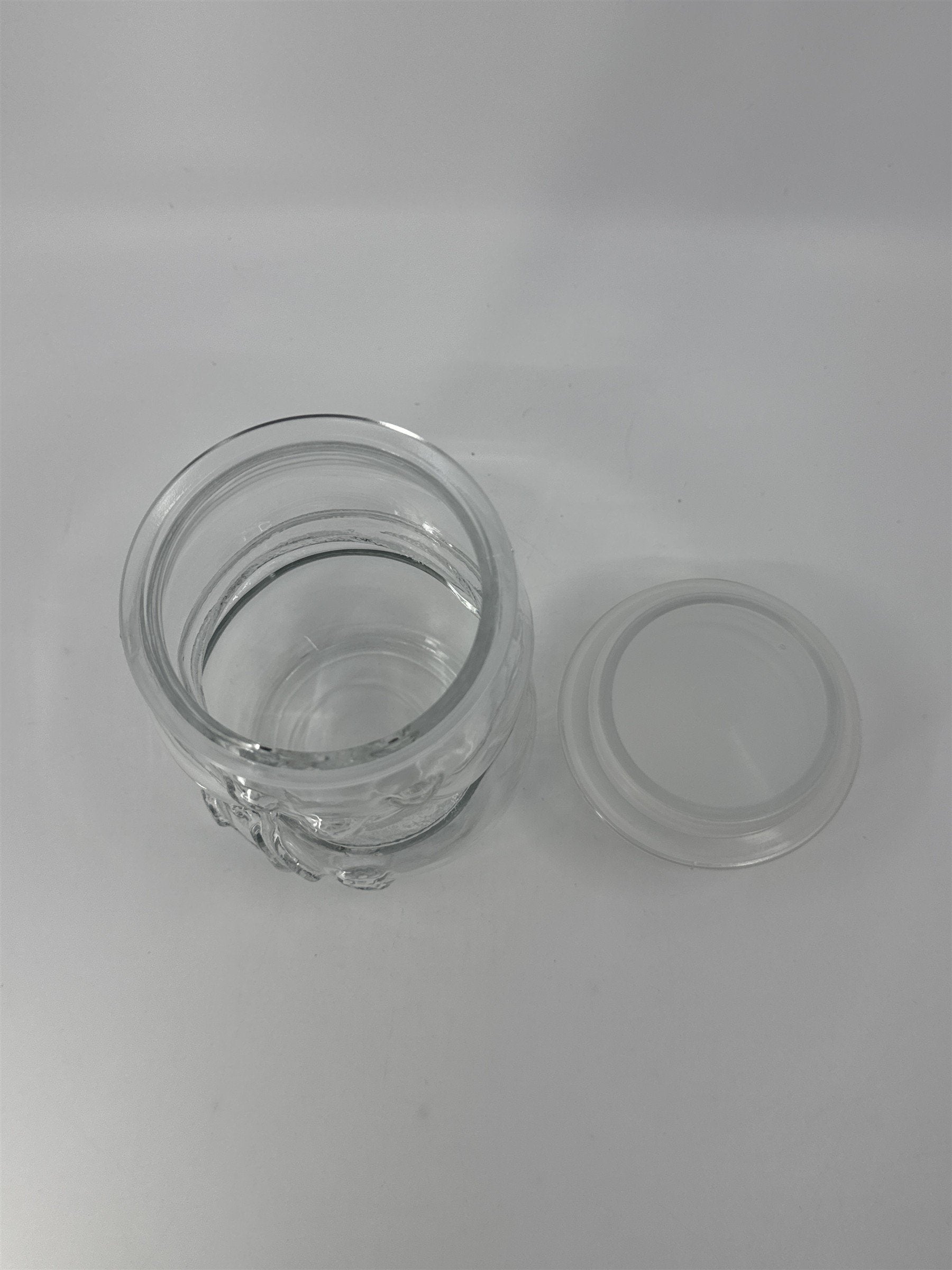 Vintage Libbey Glass Clear Christmas Snowman Cookie/Candy Jar Made In Canada
