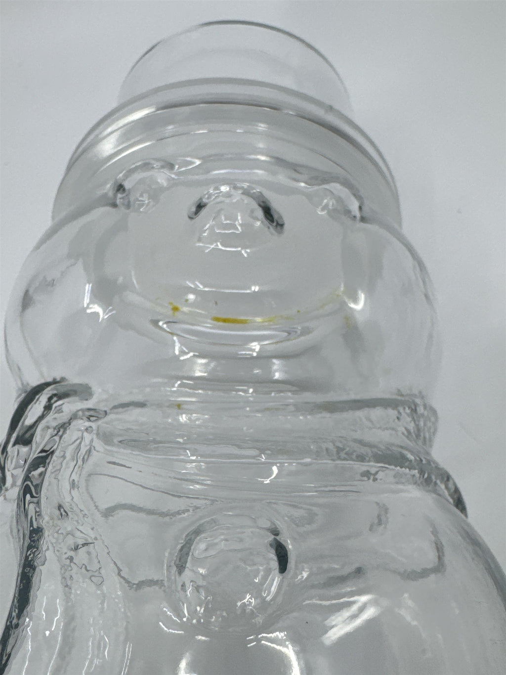 Vintage Libbey Glass Clear Christmas Snowman Cookie/Candy Jar Made In Canada