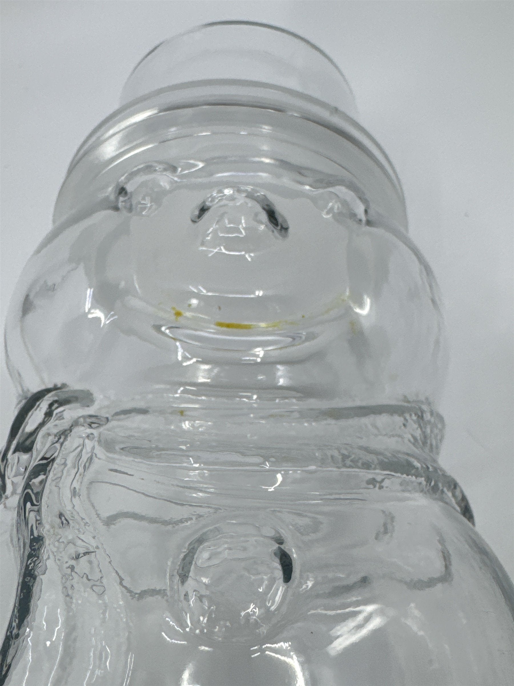 Vintage Libbey Glass Clear Christmas Snowman Cookie/Candy Jar Made In Canada