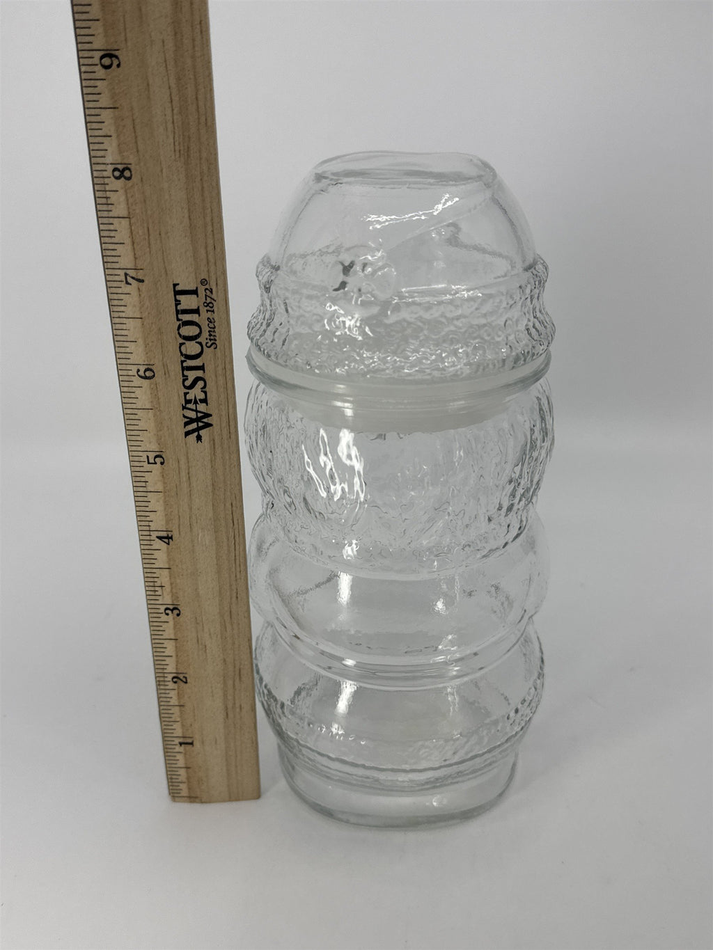 Vintage Libbey Glass Clear Christmas Santa Claus Cookie/Candy Jar Made In Canada