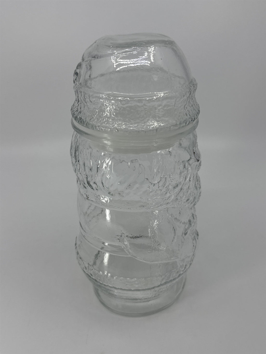 Vintage Libbey Glass Clear Christmas Santa Claus Cookie/Candy Jar Made In Canada