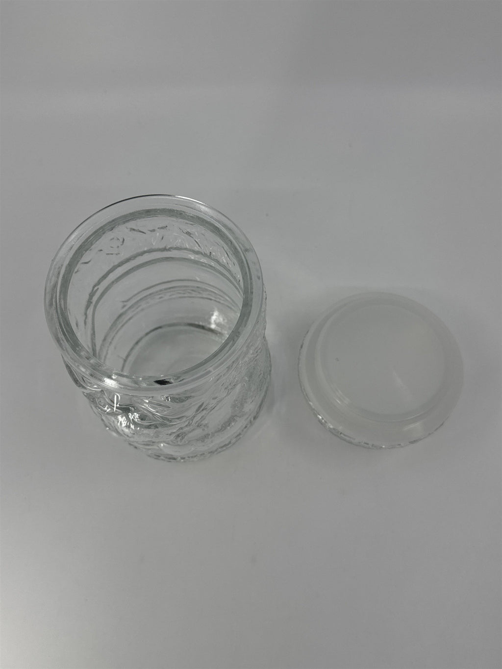 Vintage Libbey Glass Clear Christmas Santa Claus Cookie/Candy Jar Made In Canada