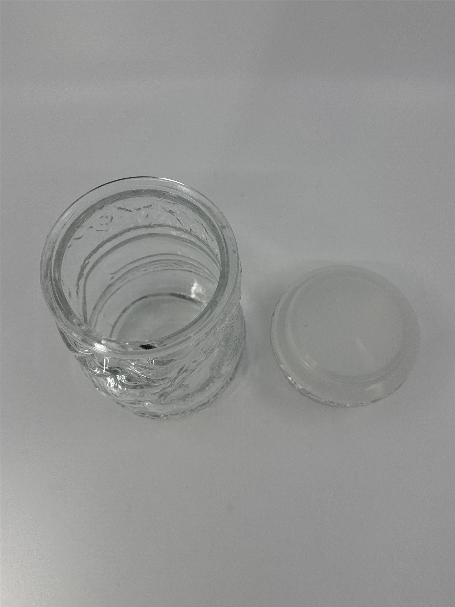 Vintage Libbey Glass Clear Christmas Santa Claus Cookie/Candy Jar Made In Canada