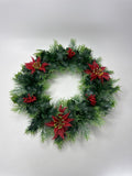 12" Vtg Plastic Christmas Wreath Poinsettia Holly Berries Mid Century