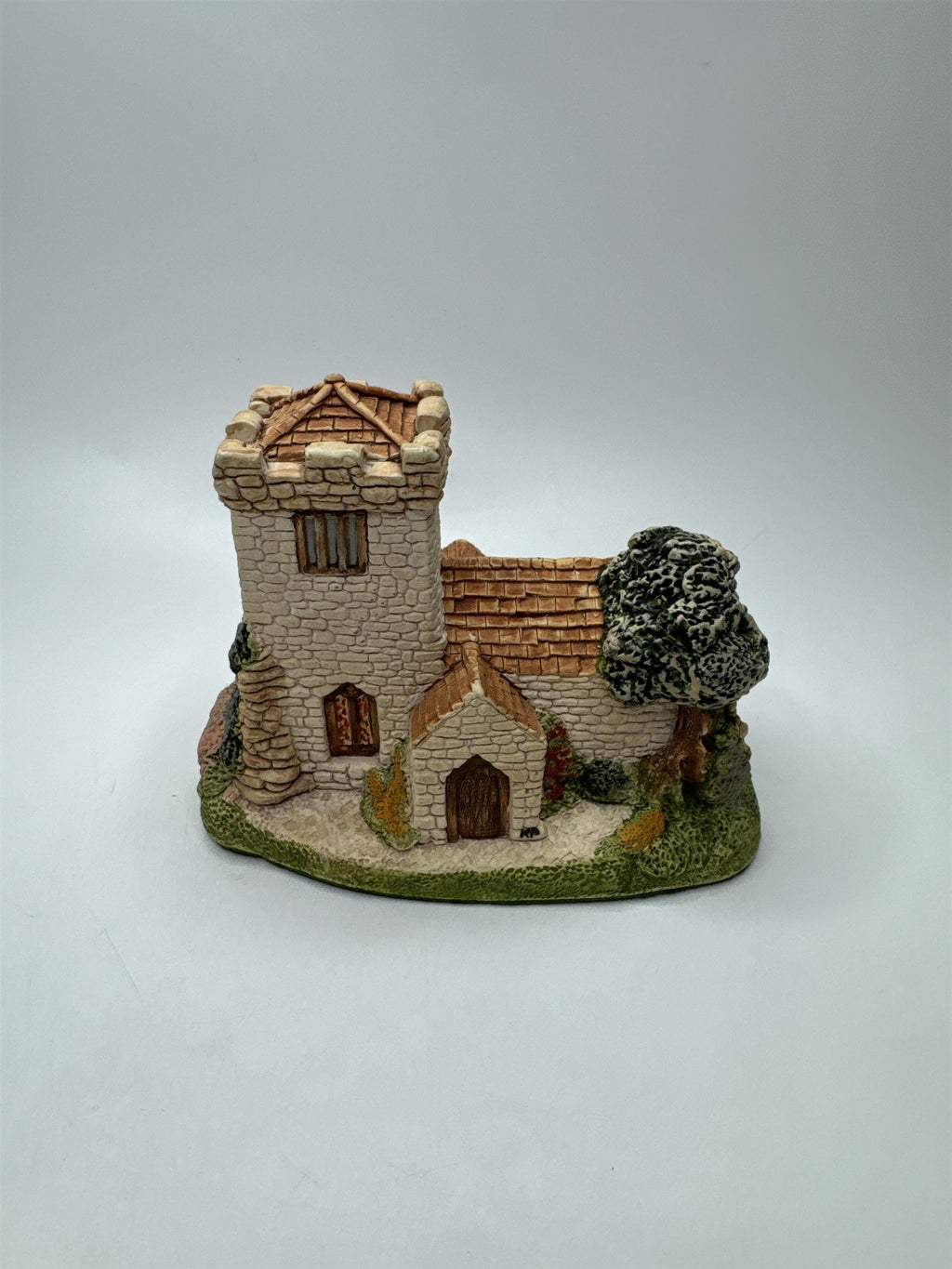 Miniature Village Church Tower Figurine Stone Collectible Display Resin