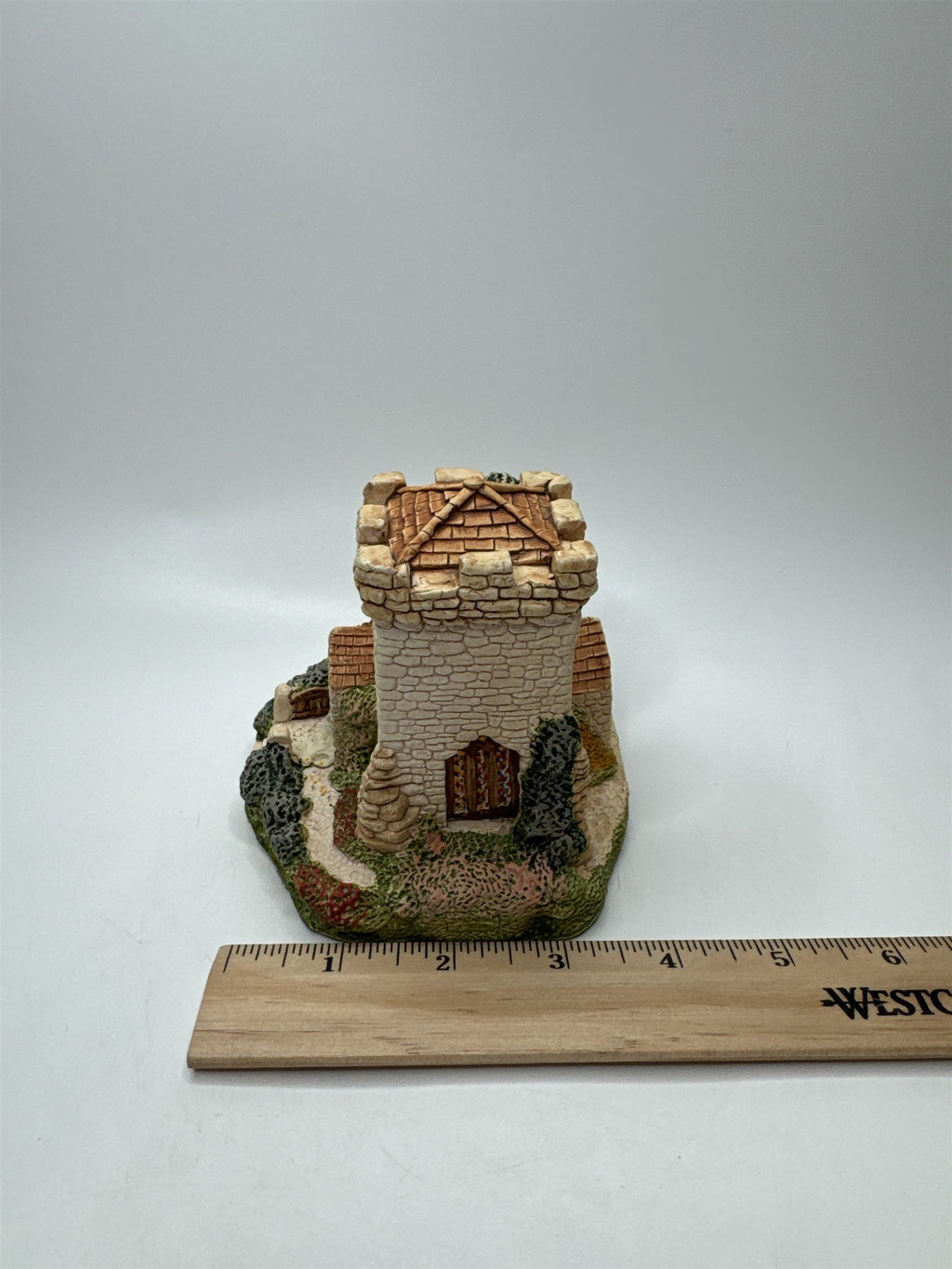 Miniature Village Church Tower Figurine Stone Collectible Display Resin
