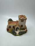 Miniature Village Church Tower Figurine Stone Collectible Display Resin