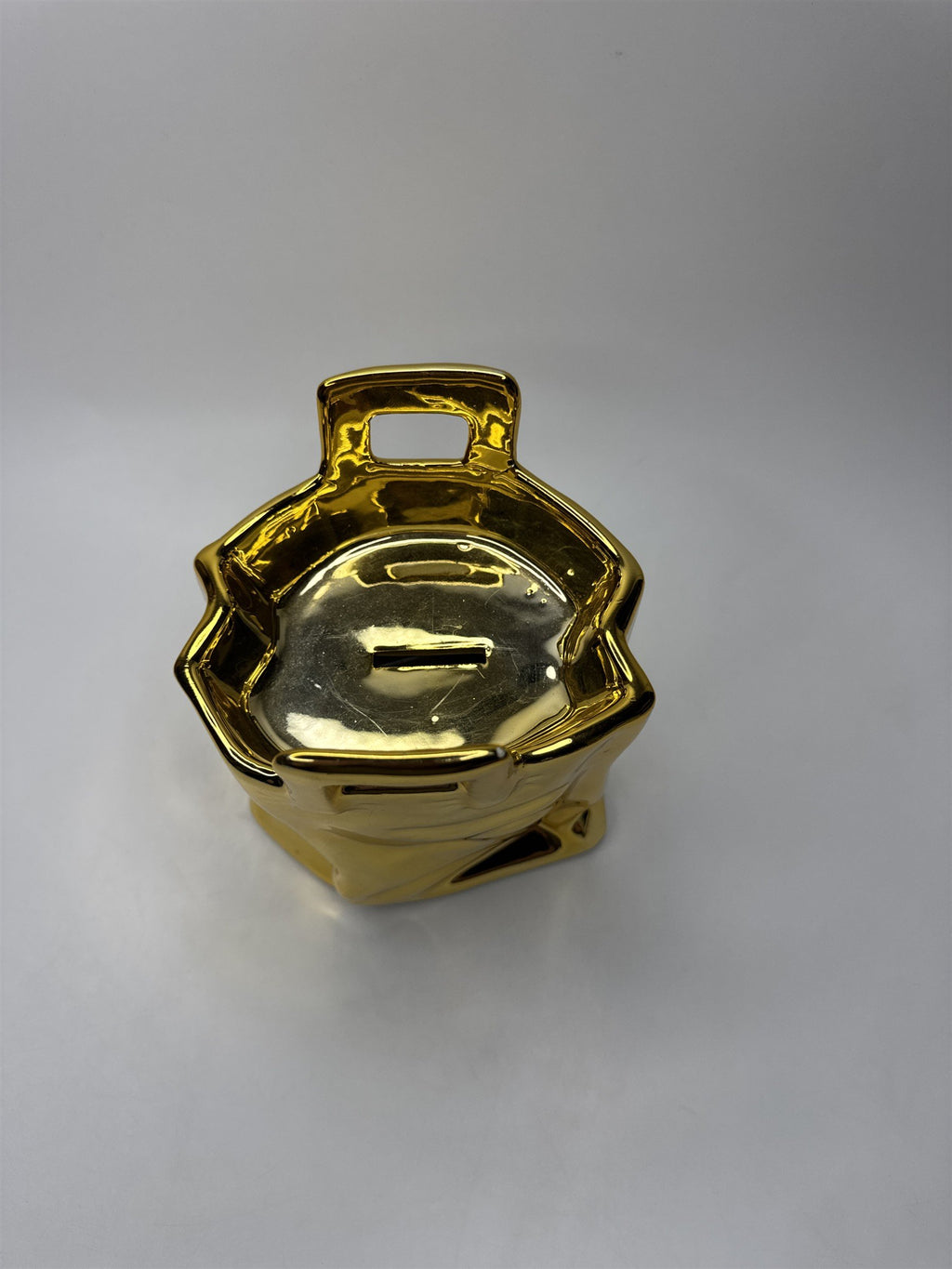Rosenthal Netter Gold Bag Coin Bank Ceramic Taiwan Vtg MCM Hollywood Regency