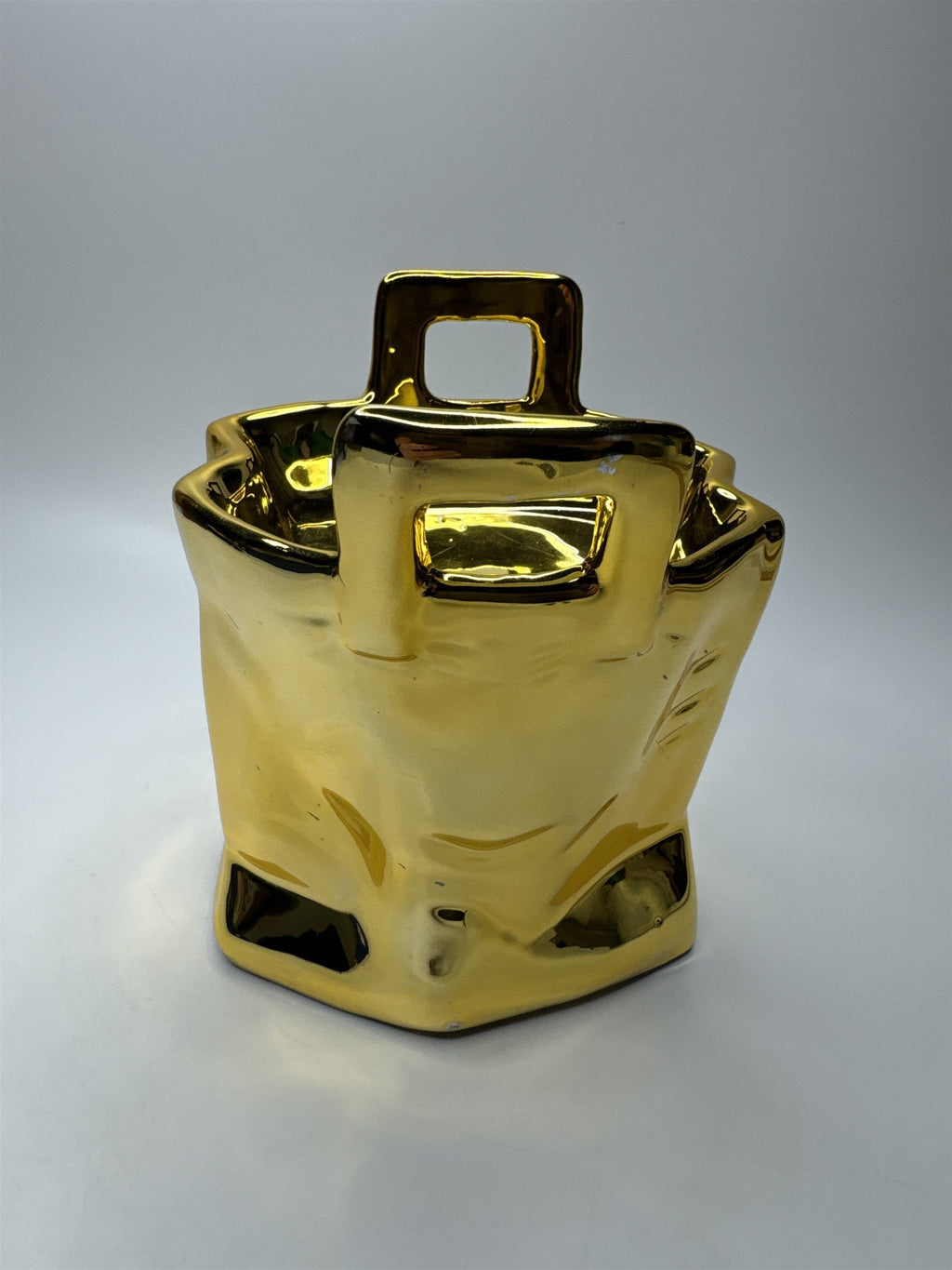 Rosenthal Netter Gold Bag Coin Bank Ceramic Taiwan Vtg MCM Hollywood Regency