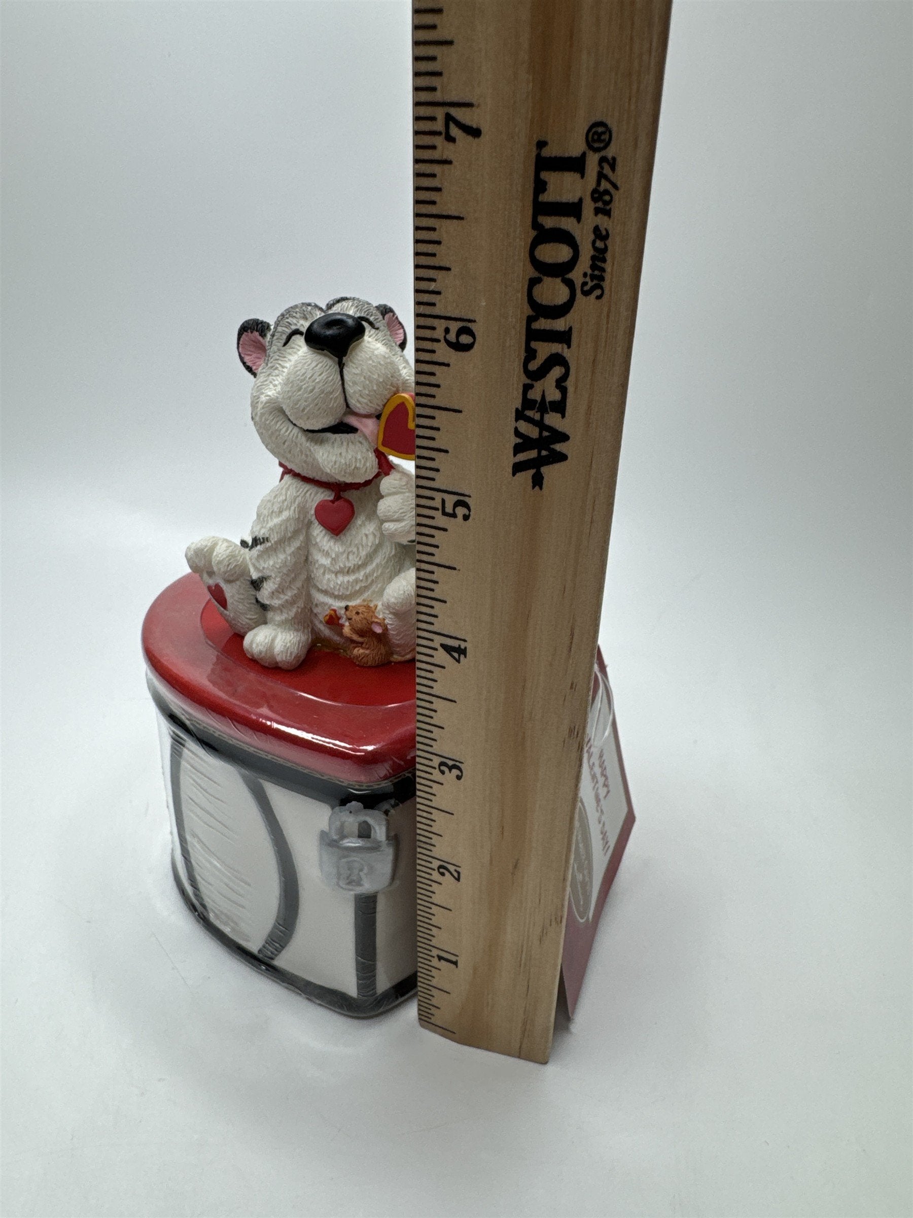Vintage Hallmark Cat Trinket Box Figurine Valentine Heart Lock Candy Storage Box