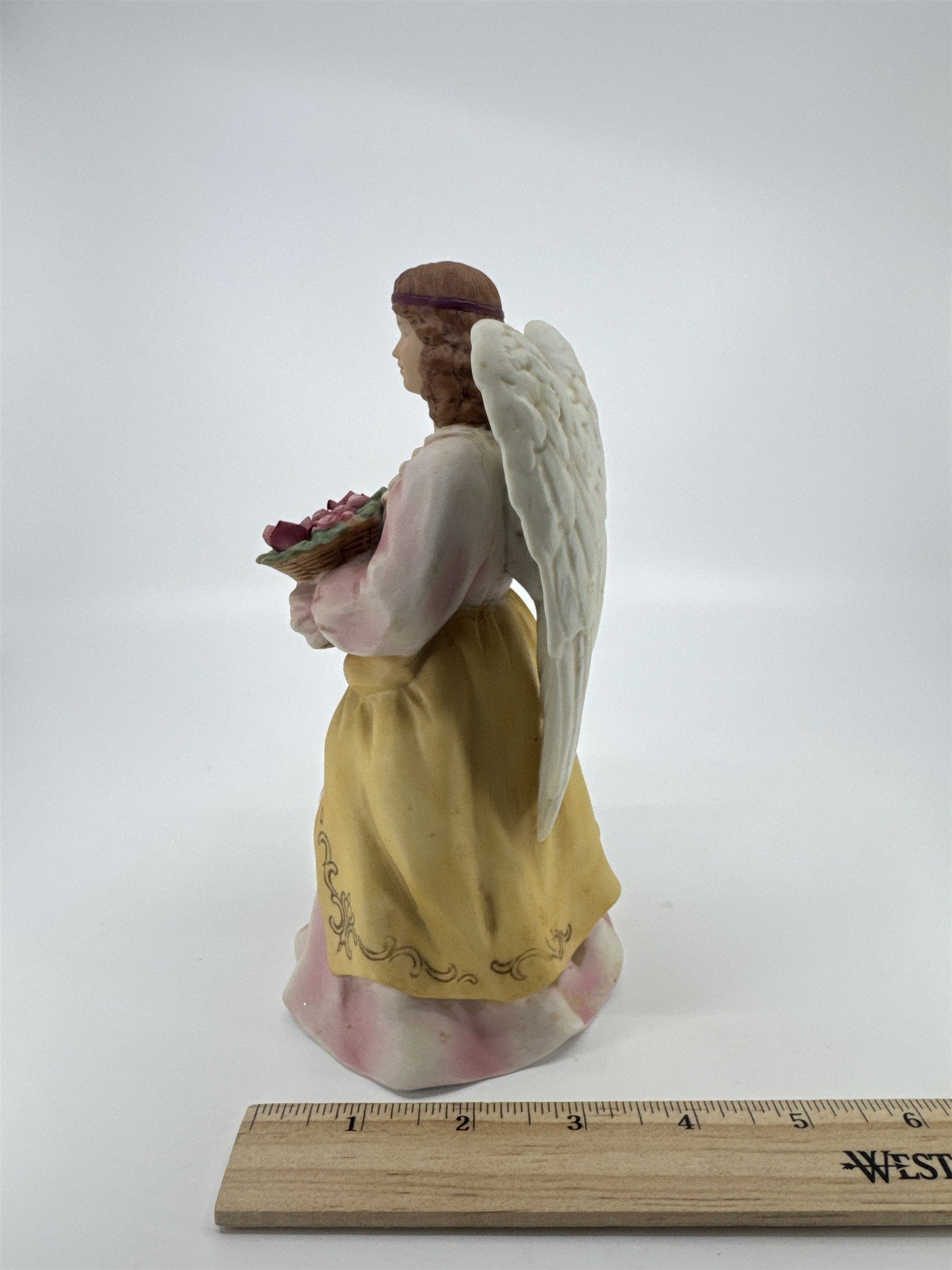Vintage Homco Angel Porcelain Religious Figurine W/ Roses In Basket #8806