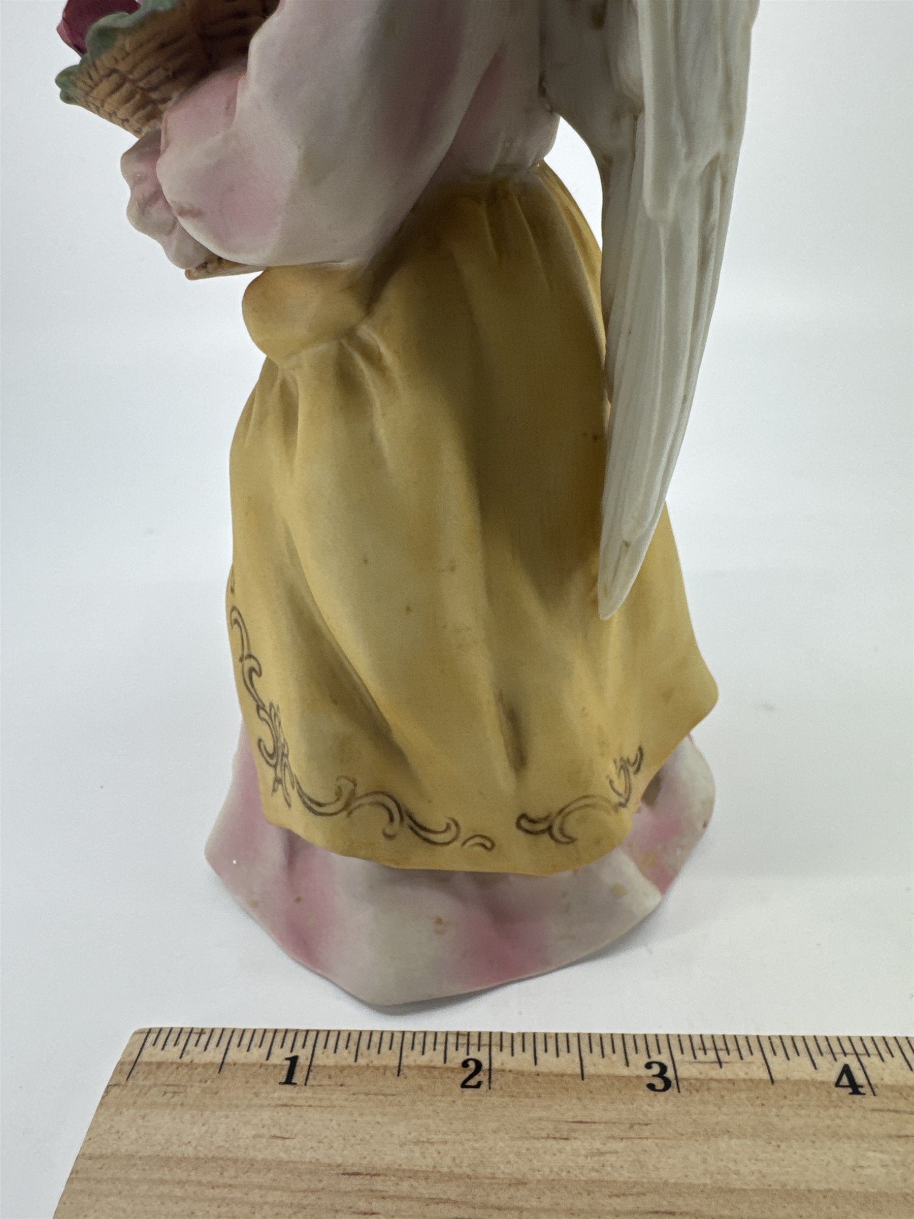 Vintage Homco Angel Porcelain Religious Figurine W/ Roses In Basket #8806