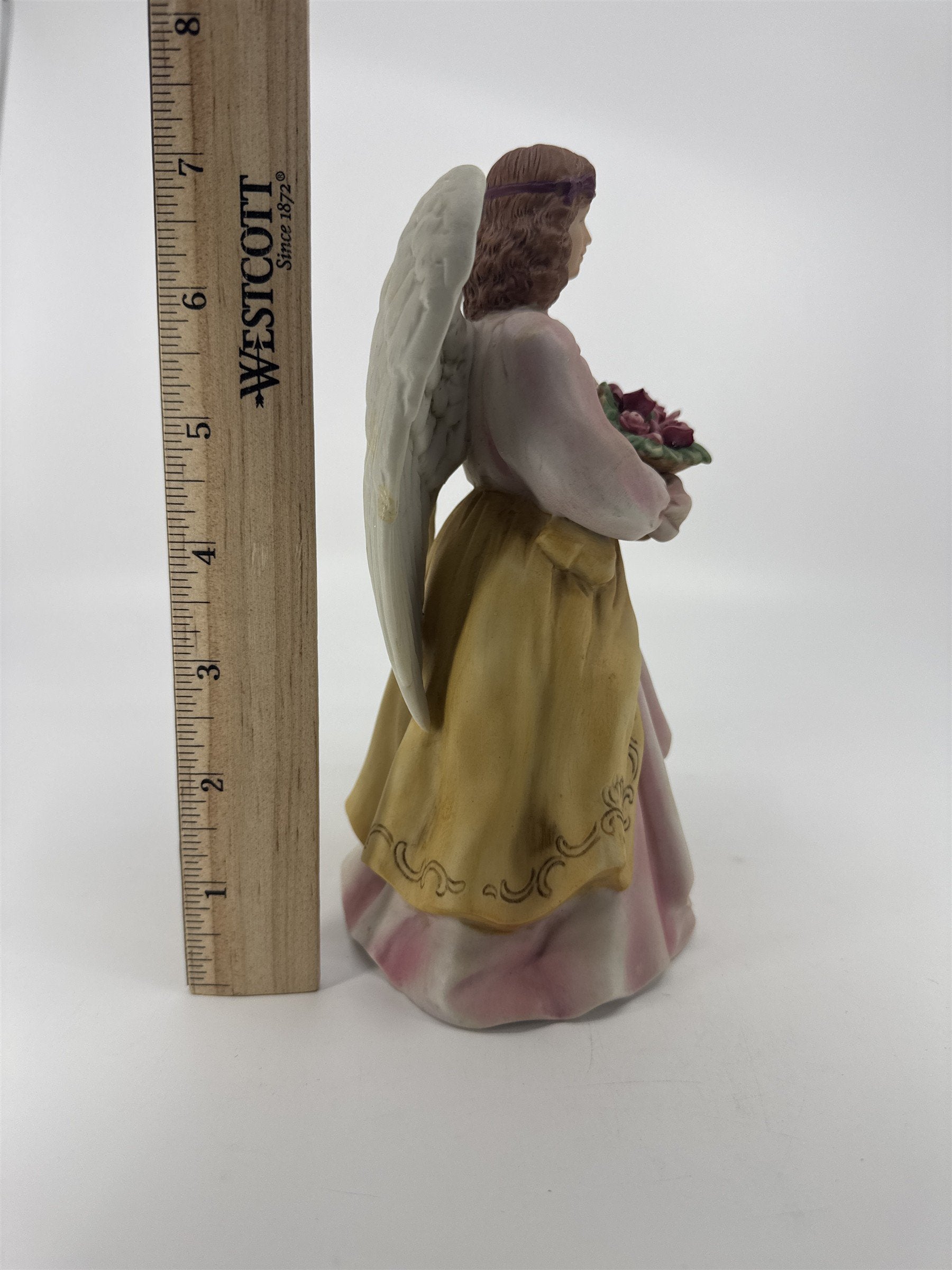 Vintage Homco Angel Porcelain Religious Figurine W/ Roses In Basket #8806