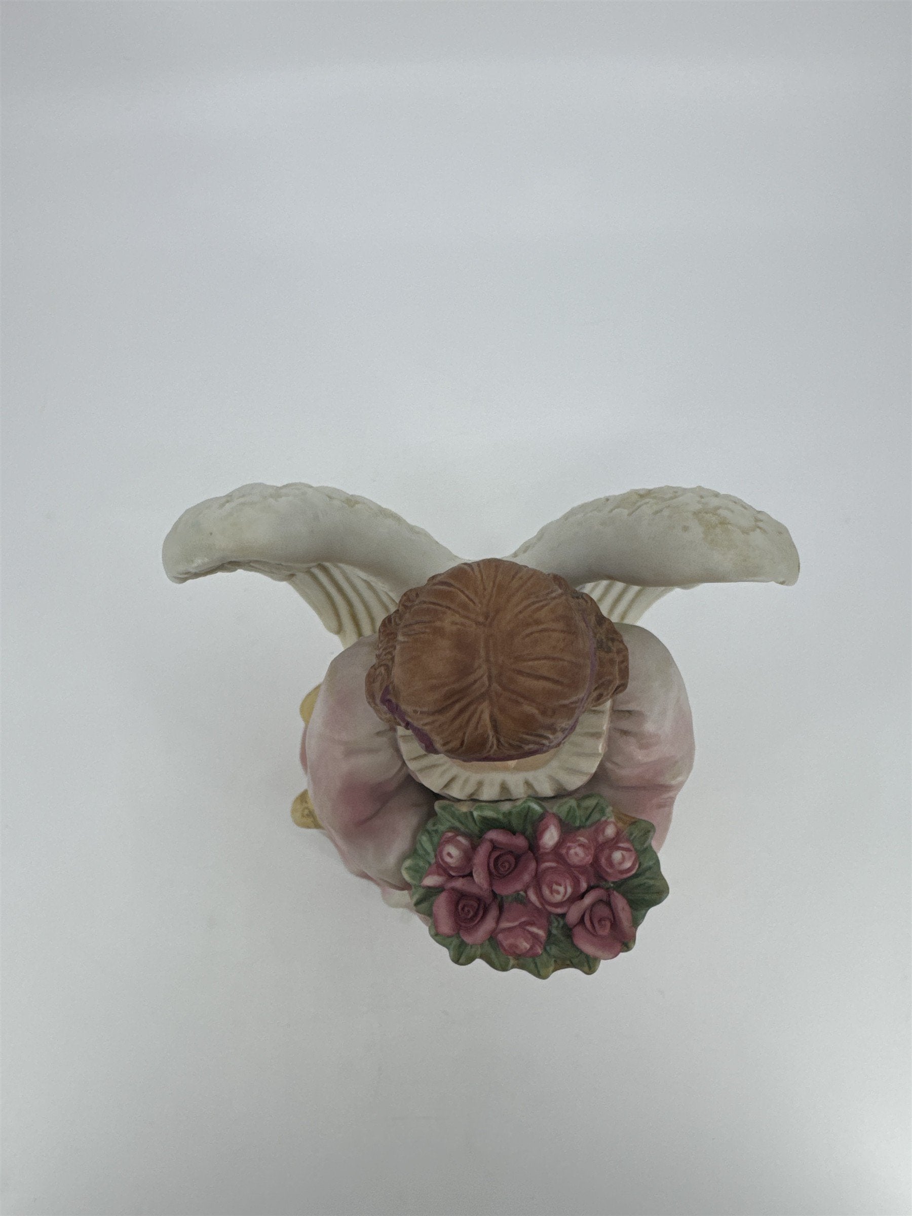 Vintage Homco Angel Porcelain Religious Figurine W/ Roses In Basket #8806