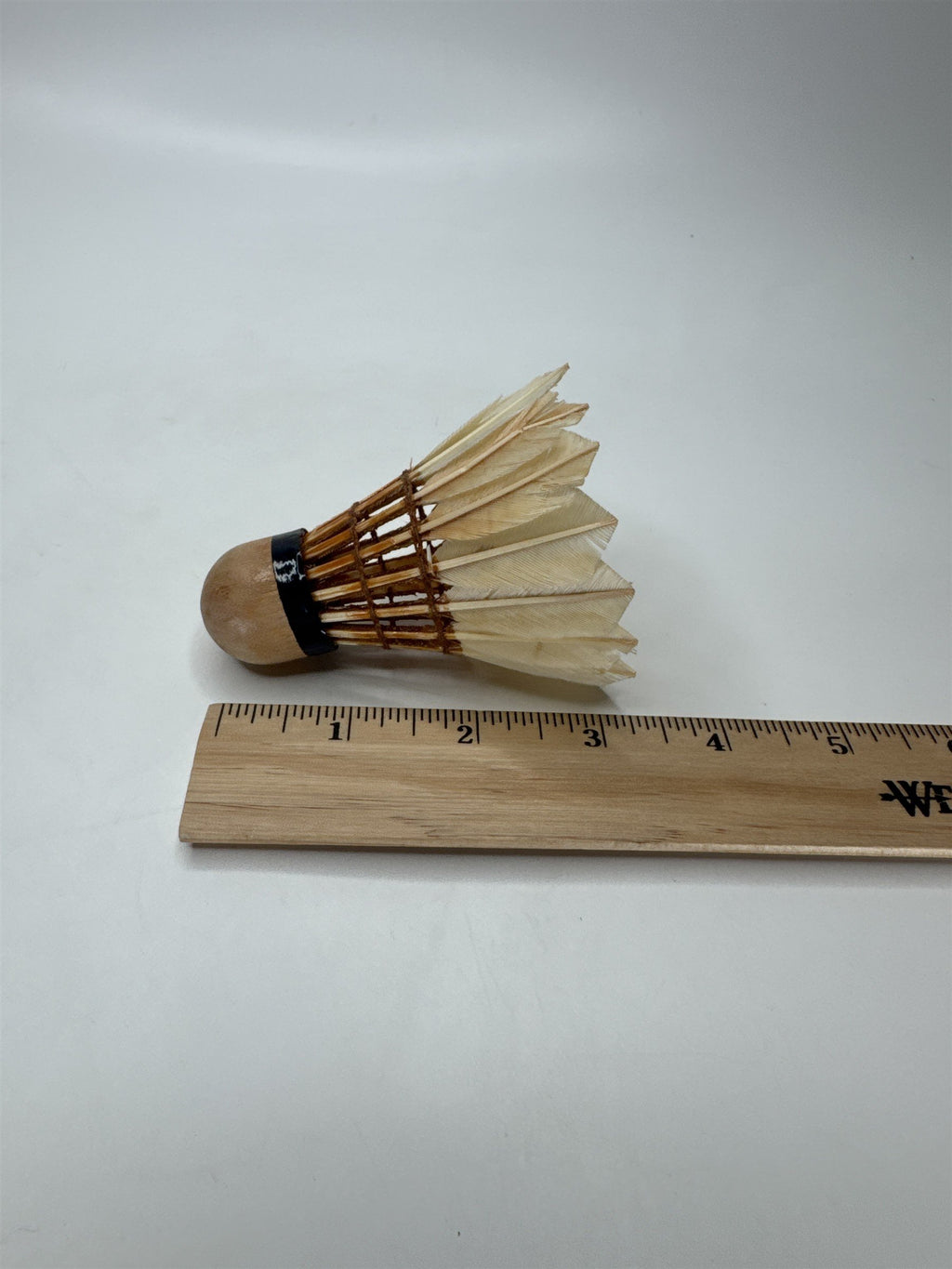 Vtg Spalding Feather Shuttlecock Badminton Birdie Wood Cork Olympic