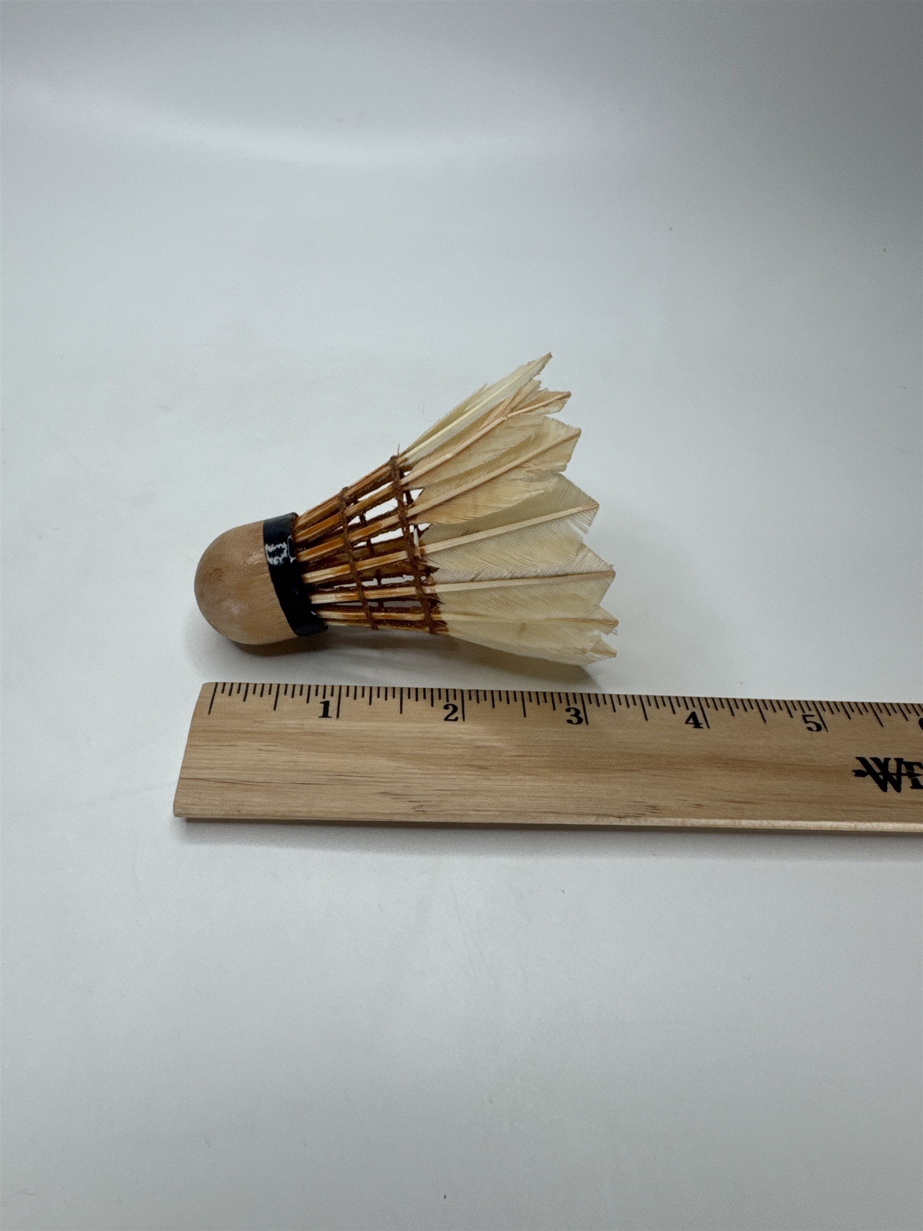 Vtg Spalding Feather Shuttlecock Badminton Birdie Wood Cork Olympic