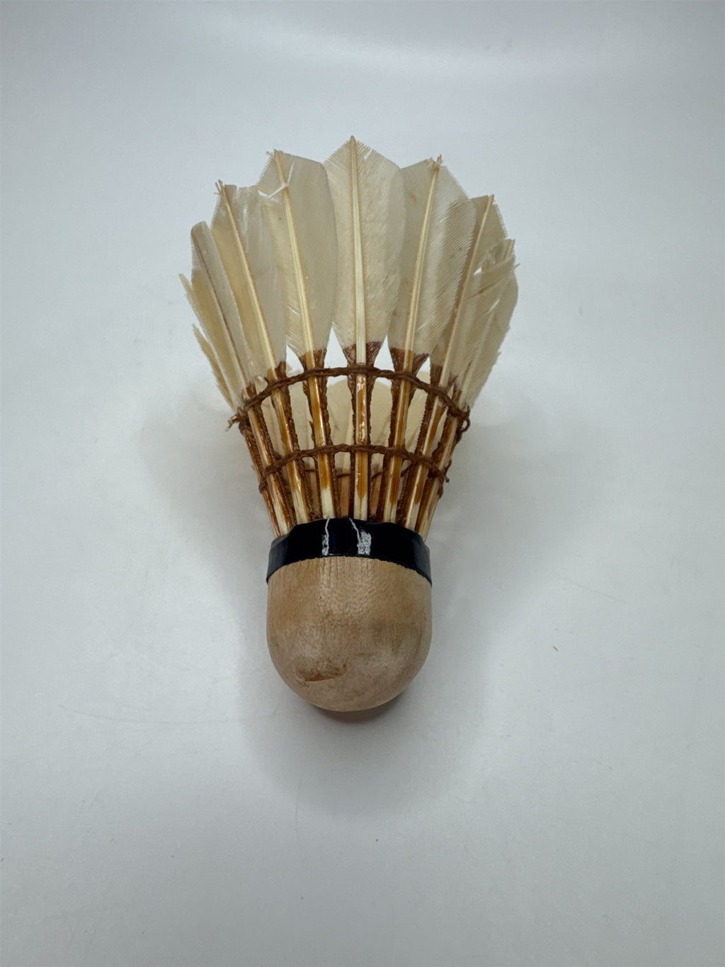 Vtg Spalding Feather Shuttlecock Badminton Birdie Wood Cork Olympic