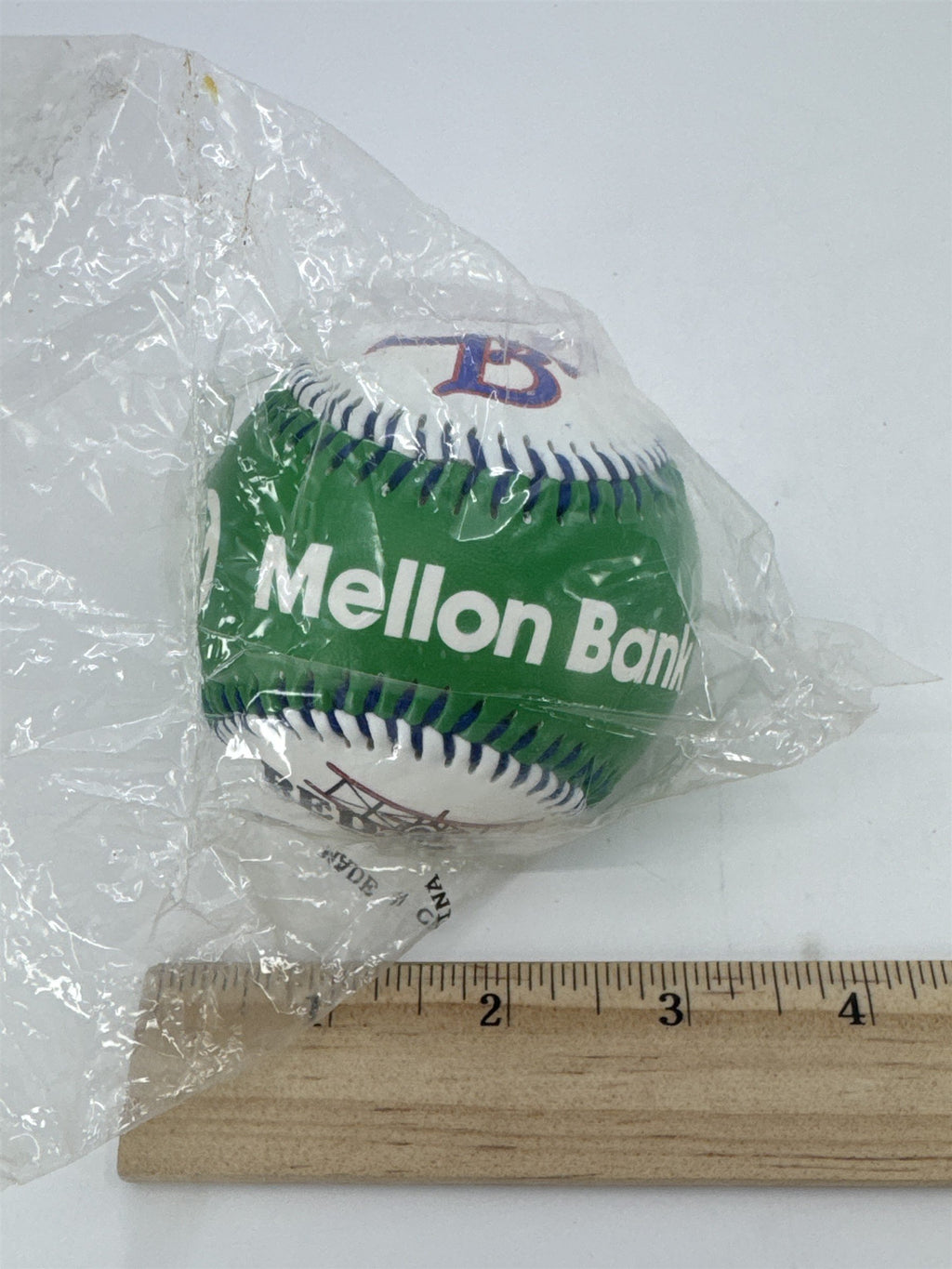 Vintage Scranton/Wilkes-Barre Red Barons Baseball In Plastic Mellon Bank Green