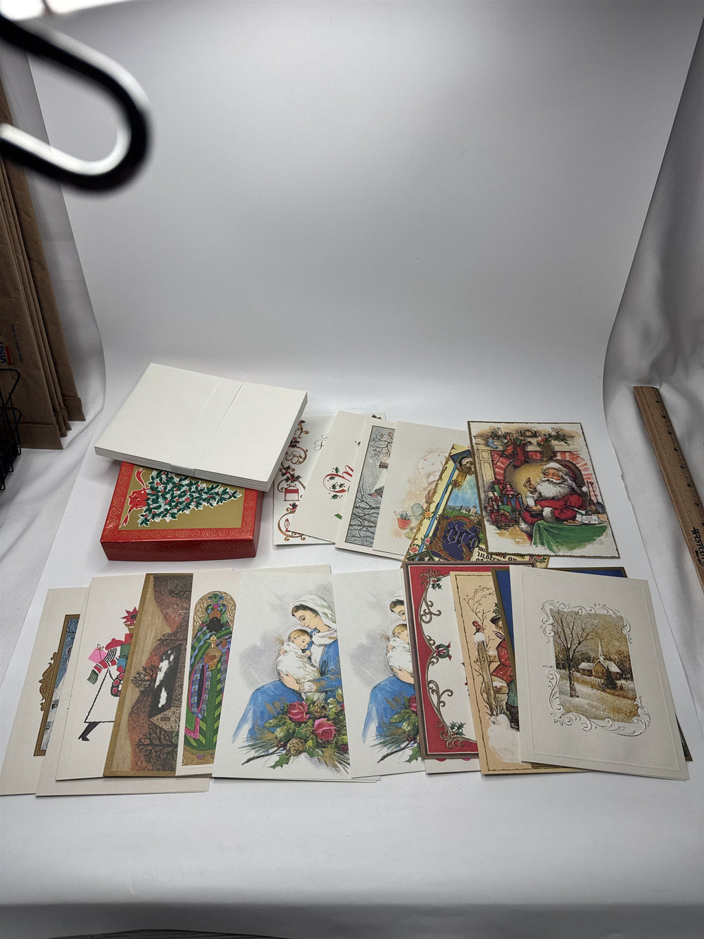 Famous Artists Studios Vintage Christmas Card Lot 19 NOS Religious Santa 1960s