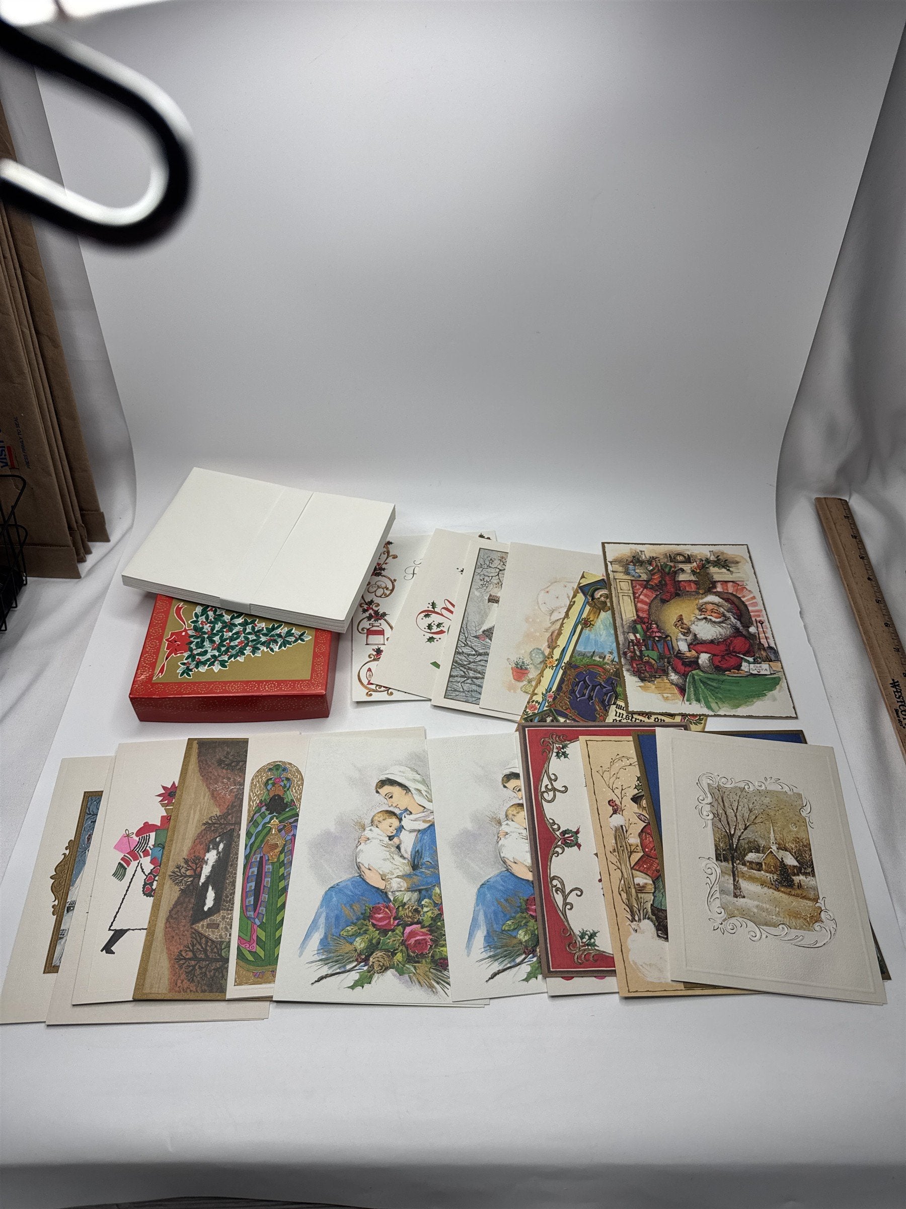 Famous Artists Studios Vintage Christmas Card Lot 19 NOS Religious Santa 1960s