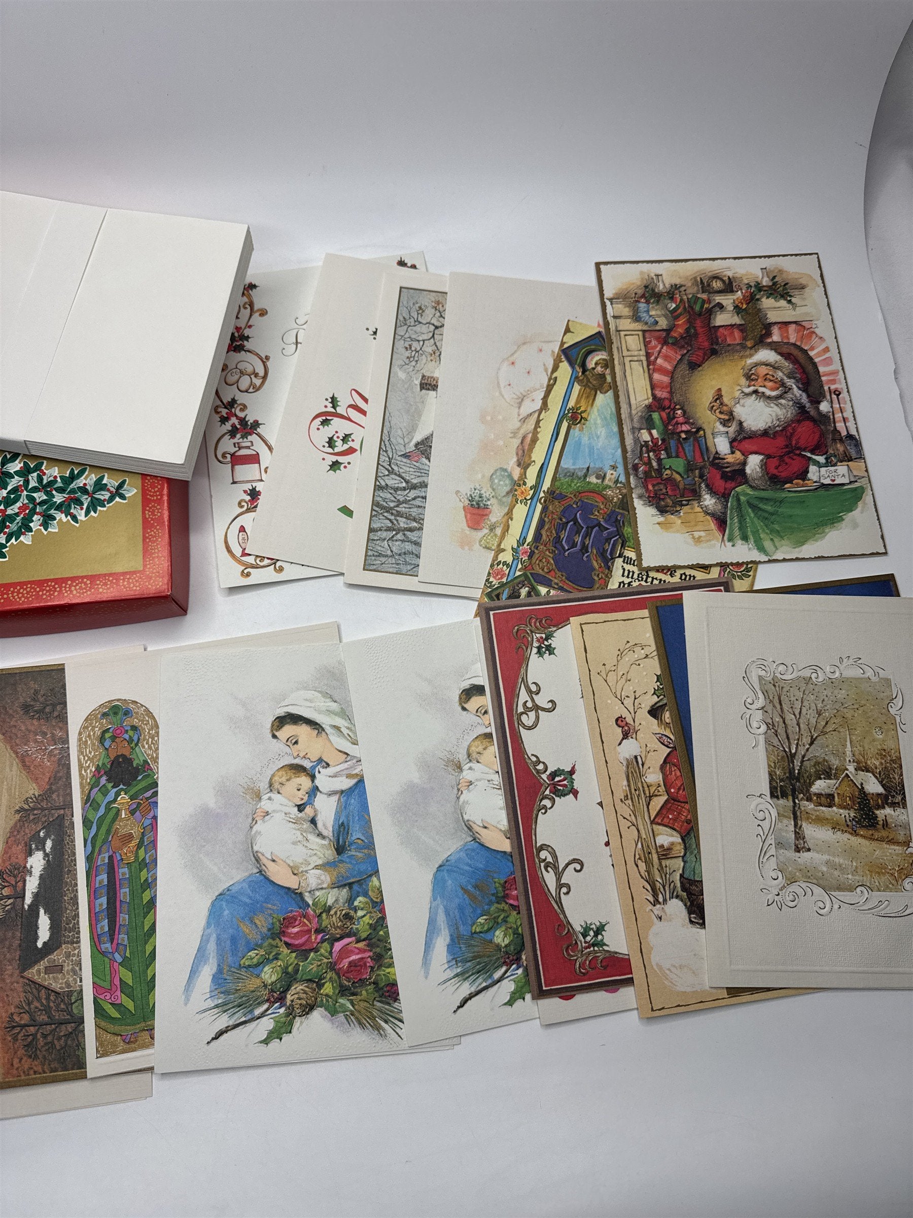 Famous Artists Studios Vintage Christmas Card Lot 19 NOS Religious Santa 1960s