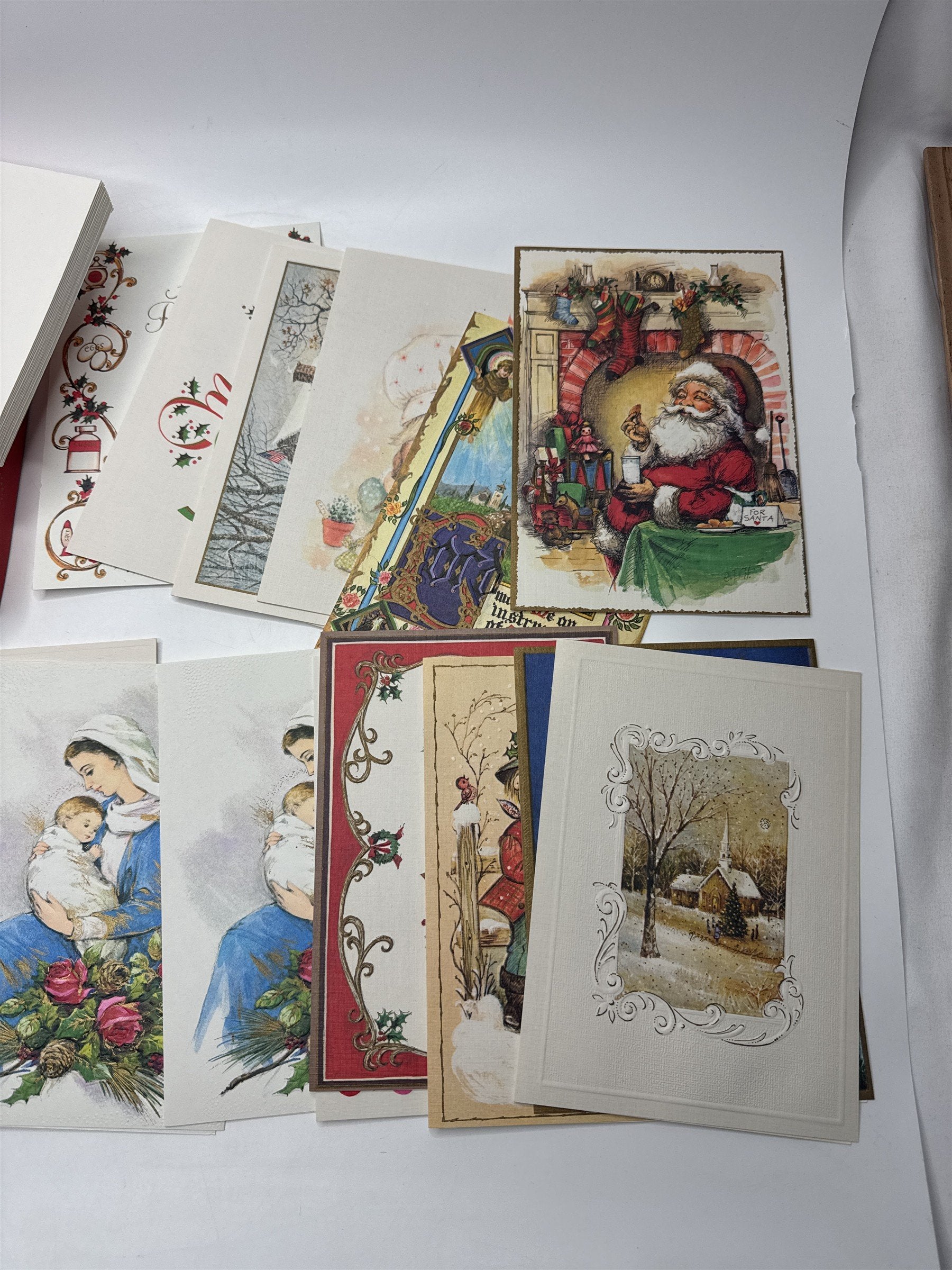 Famous Artists Studios Vintage Christmas Card Lot 19 NOS Religious Santa 1960s